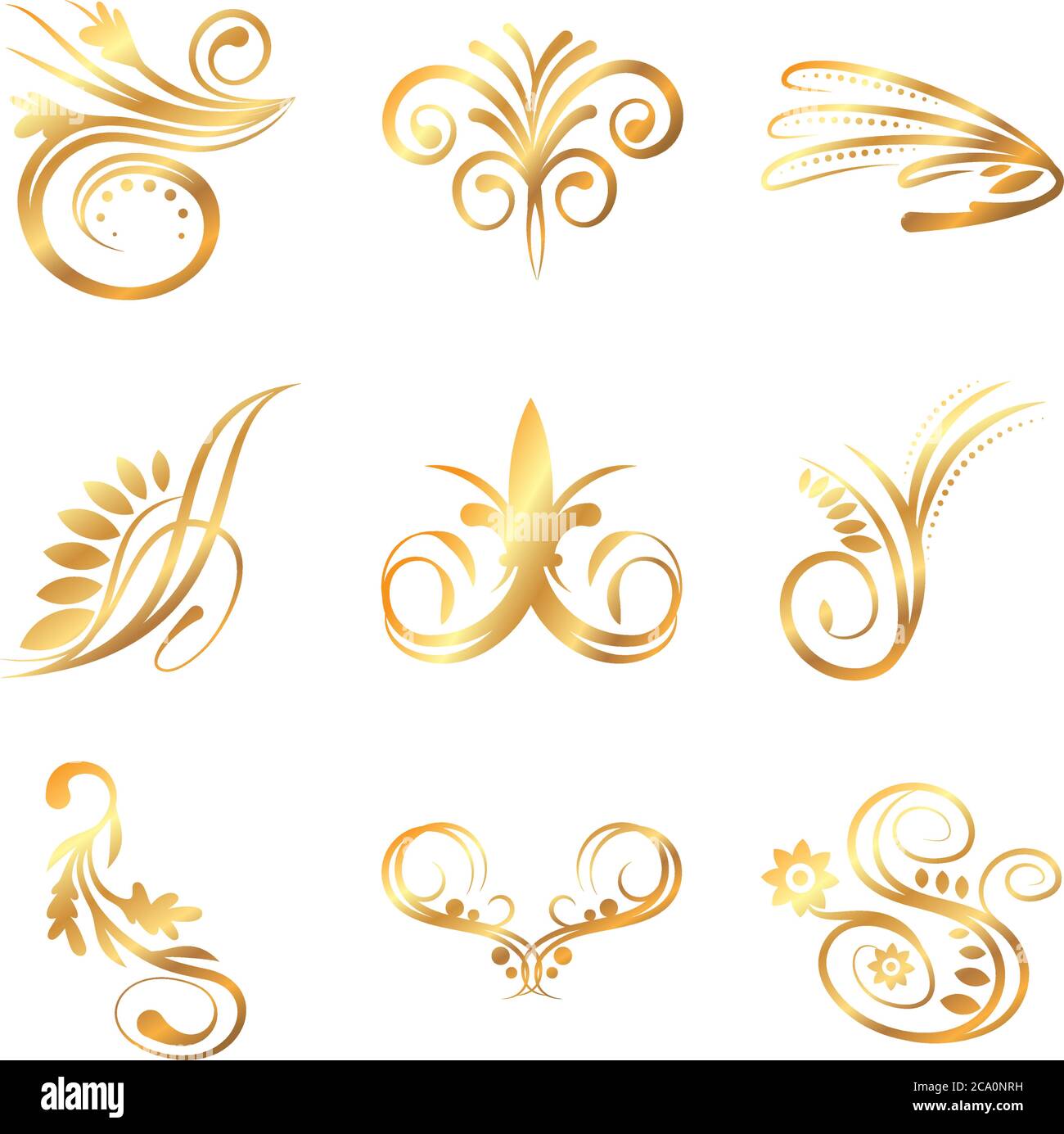 set of elegant floral ornaments gold vector illustration design Stock ...