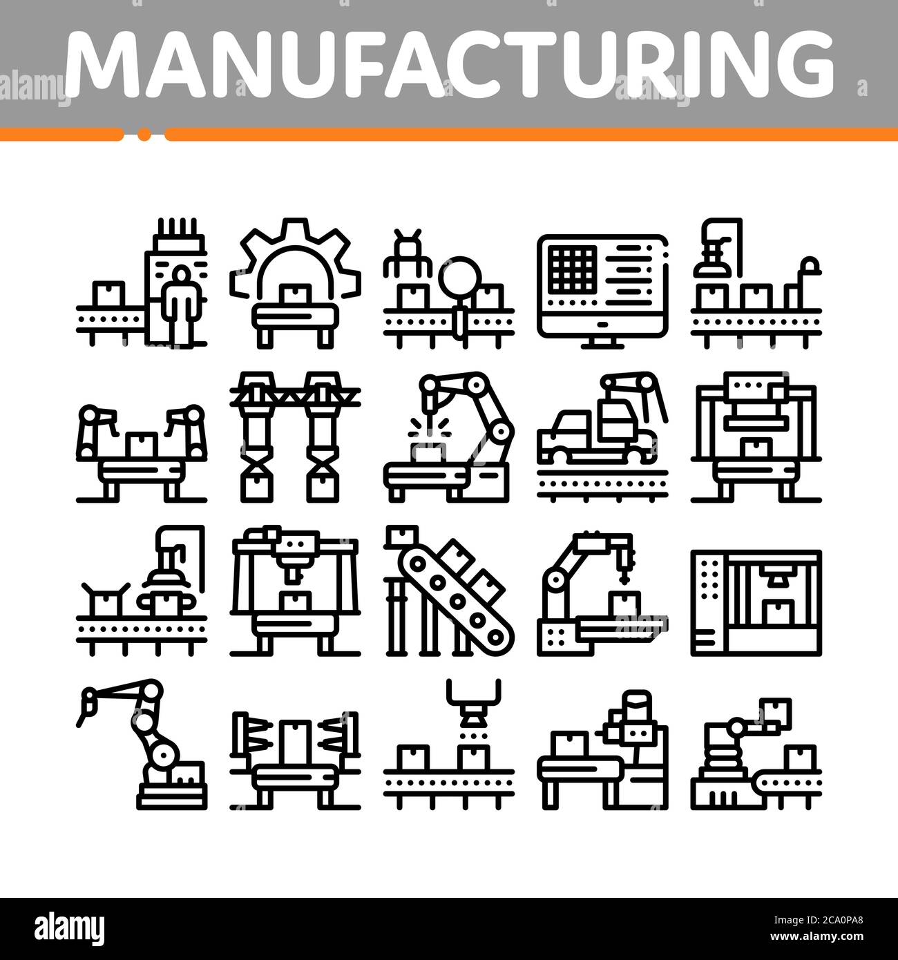 Manufacturing Process Collection Icons Set Vector Illustrations Stock ...