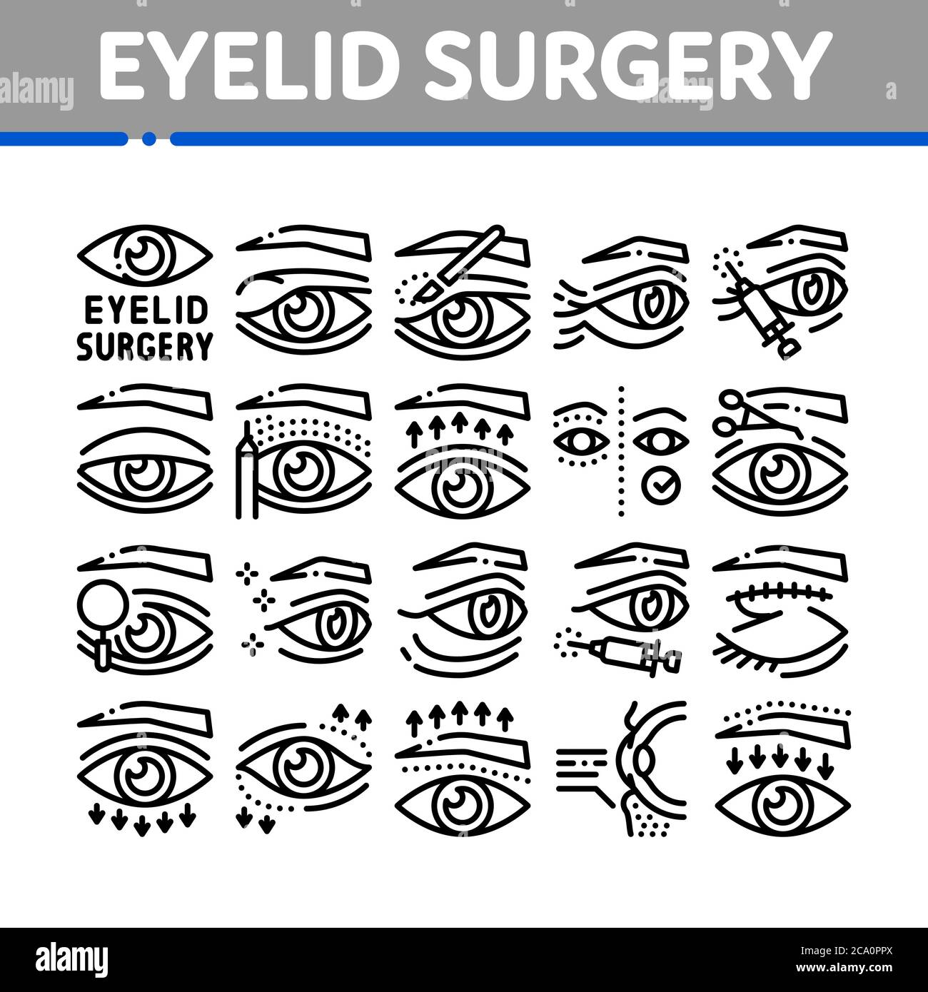 Eyelid Surgery Healthy Collection Icons Set Vector Stock Vector Image ...