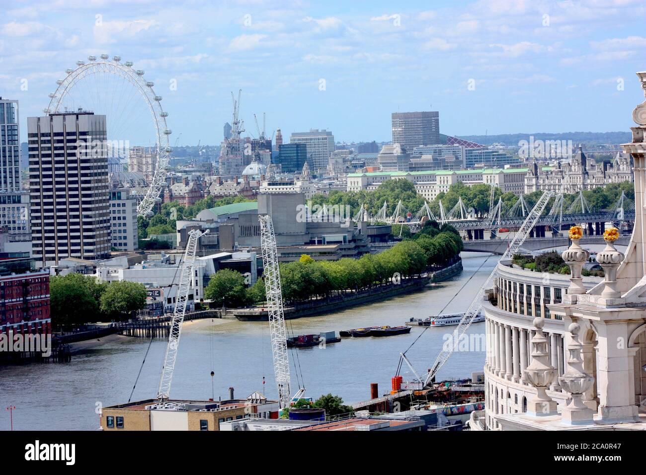 Birds-eye view of London looking down from St Paul's Cathedral across the River Thames and over to the London Eye Stock Photo