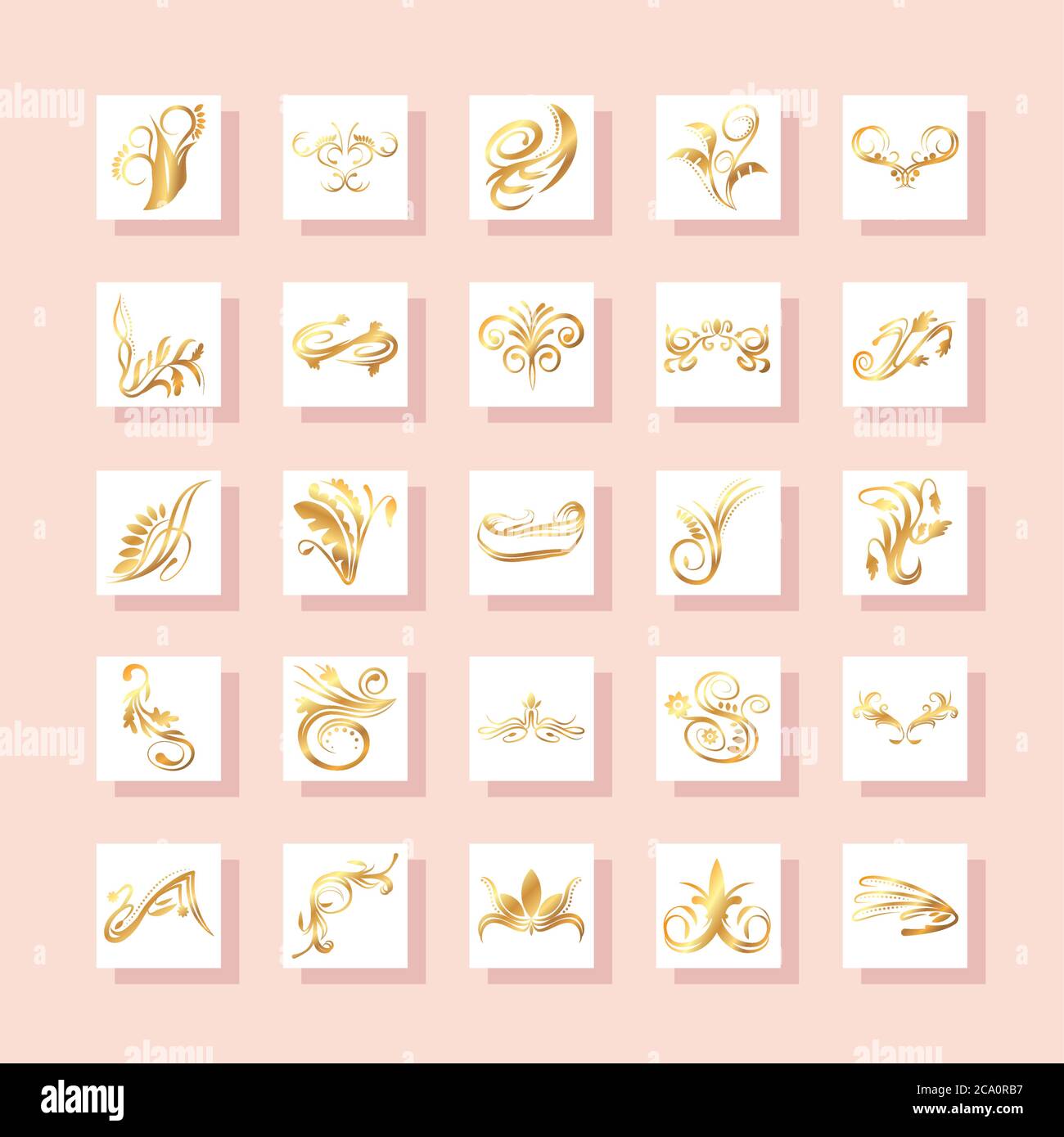 set of elegant floral ornaments gold vector illustration design Stock ...