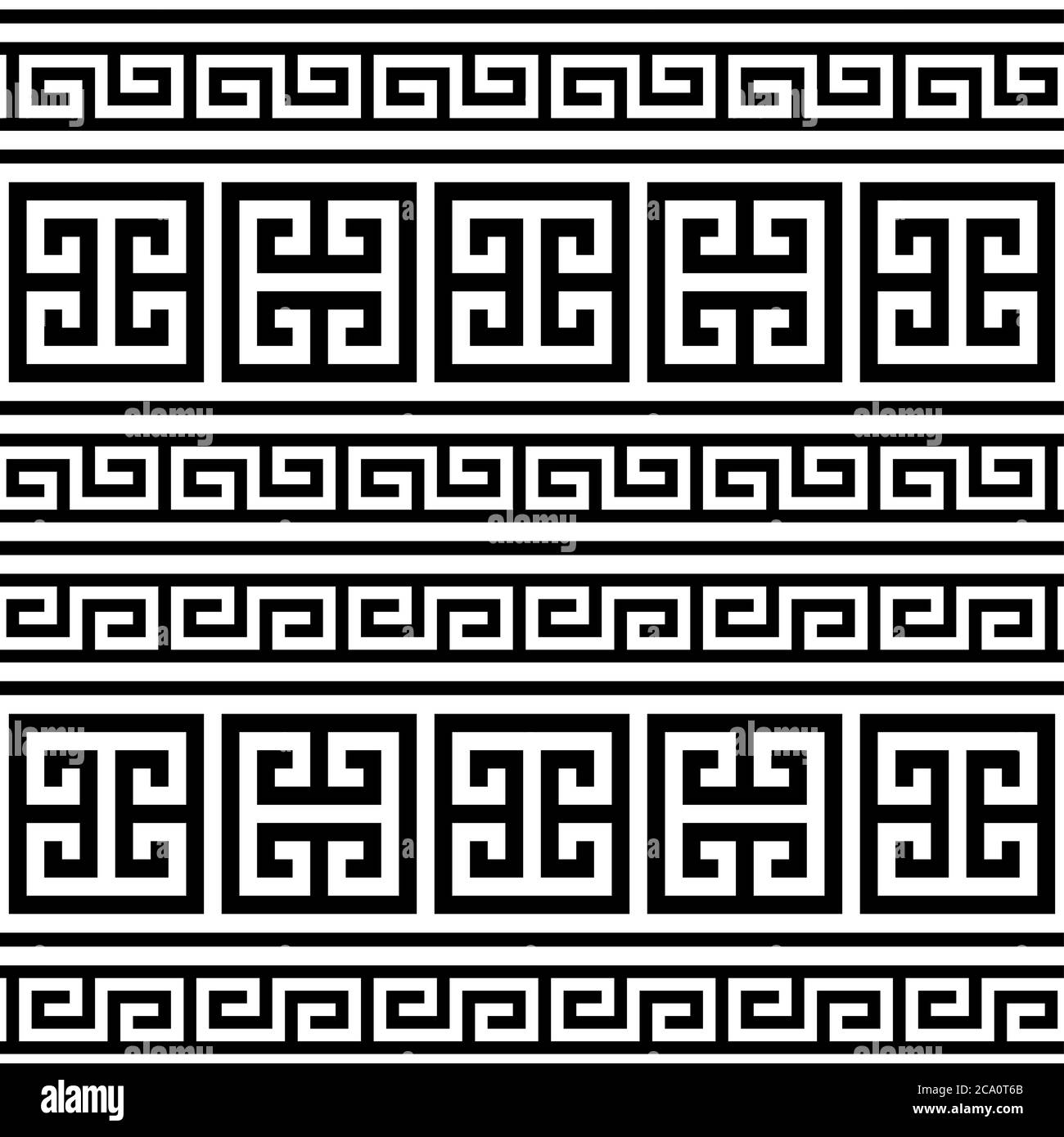 Retro Greek key pattern seamless vector design - inspired by ancient Greece vase art Stock Vector