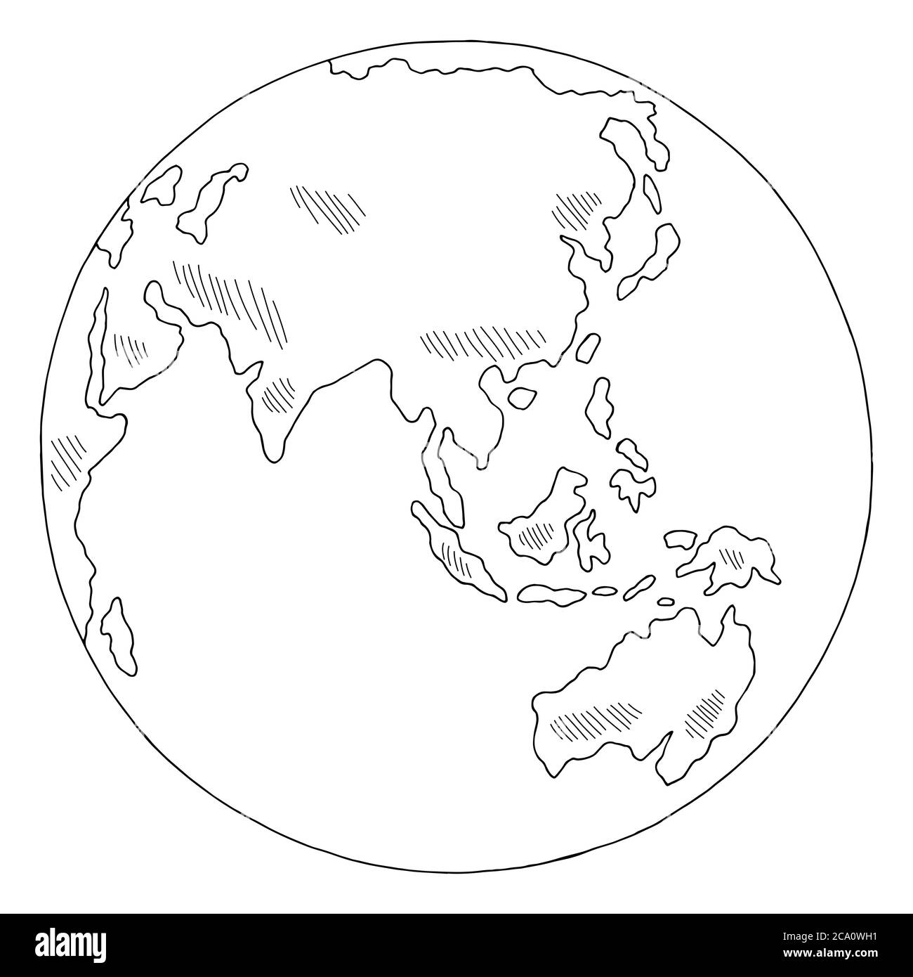 Globe earth graphic black white isolated sketch illustration vector Stock Vector