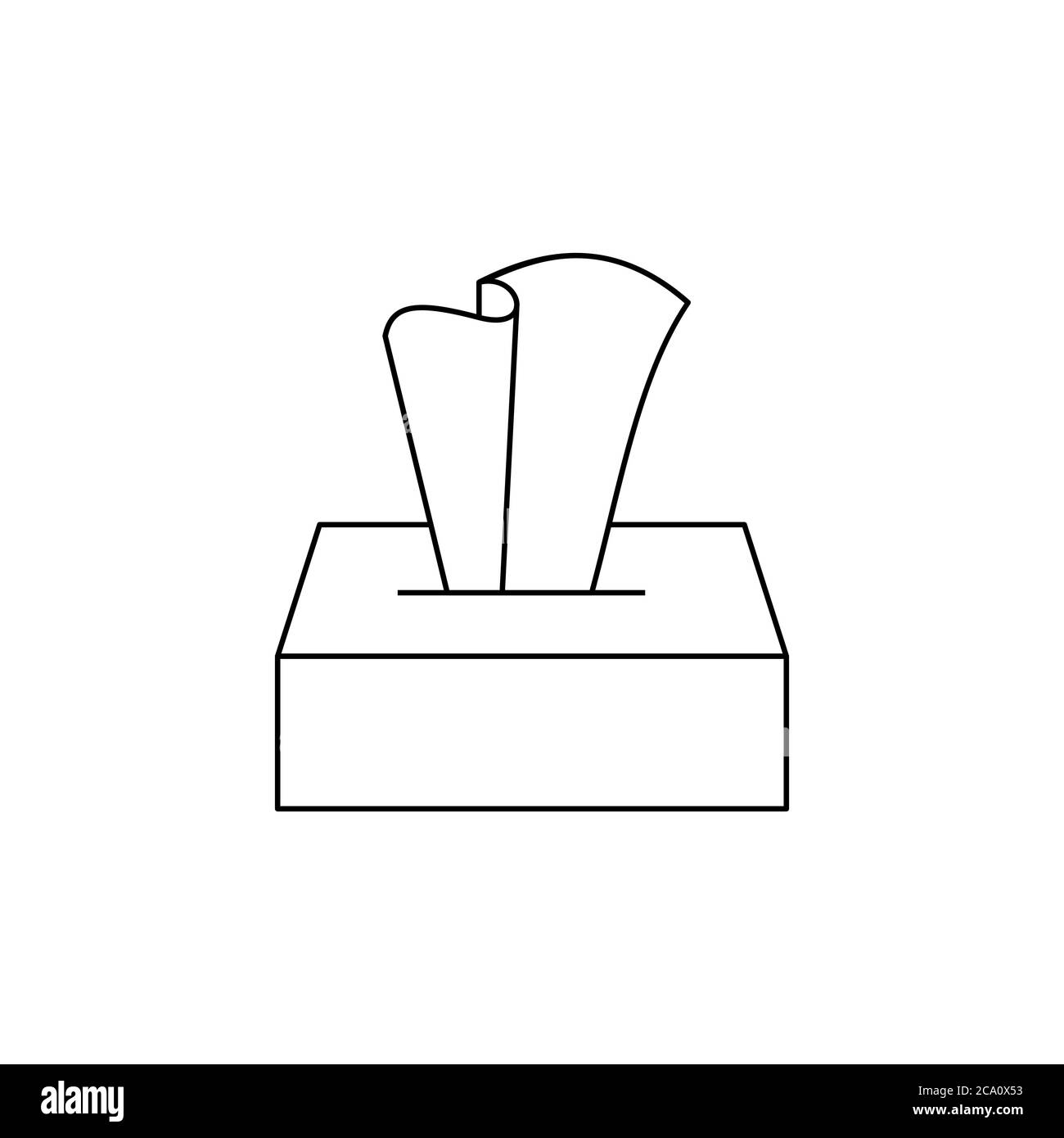 Paper tissue box on white background. Line icon. Facial tissues