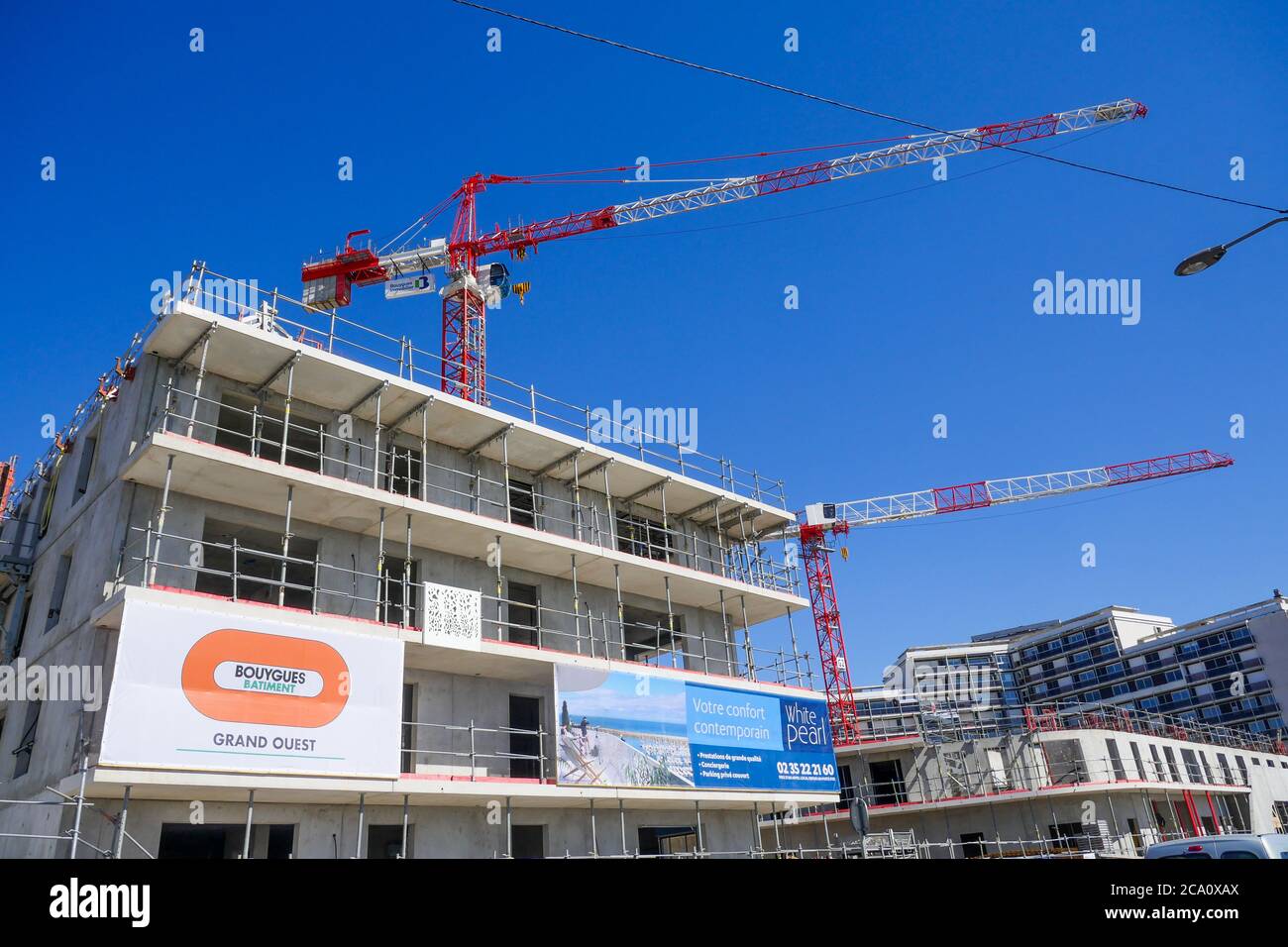 Ongoing works on a Bouygues company building construction site, Le Havre, Seine-Maritime, Normandy, France Stock Photo
