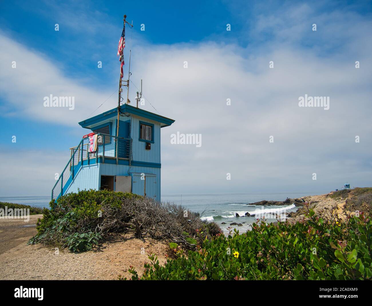 A blue Coast Guard rescue tower in California Stock Photo - Alamy