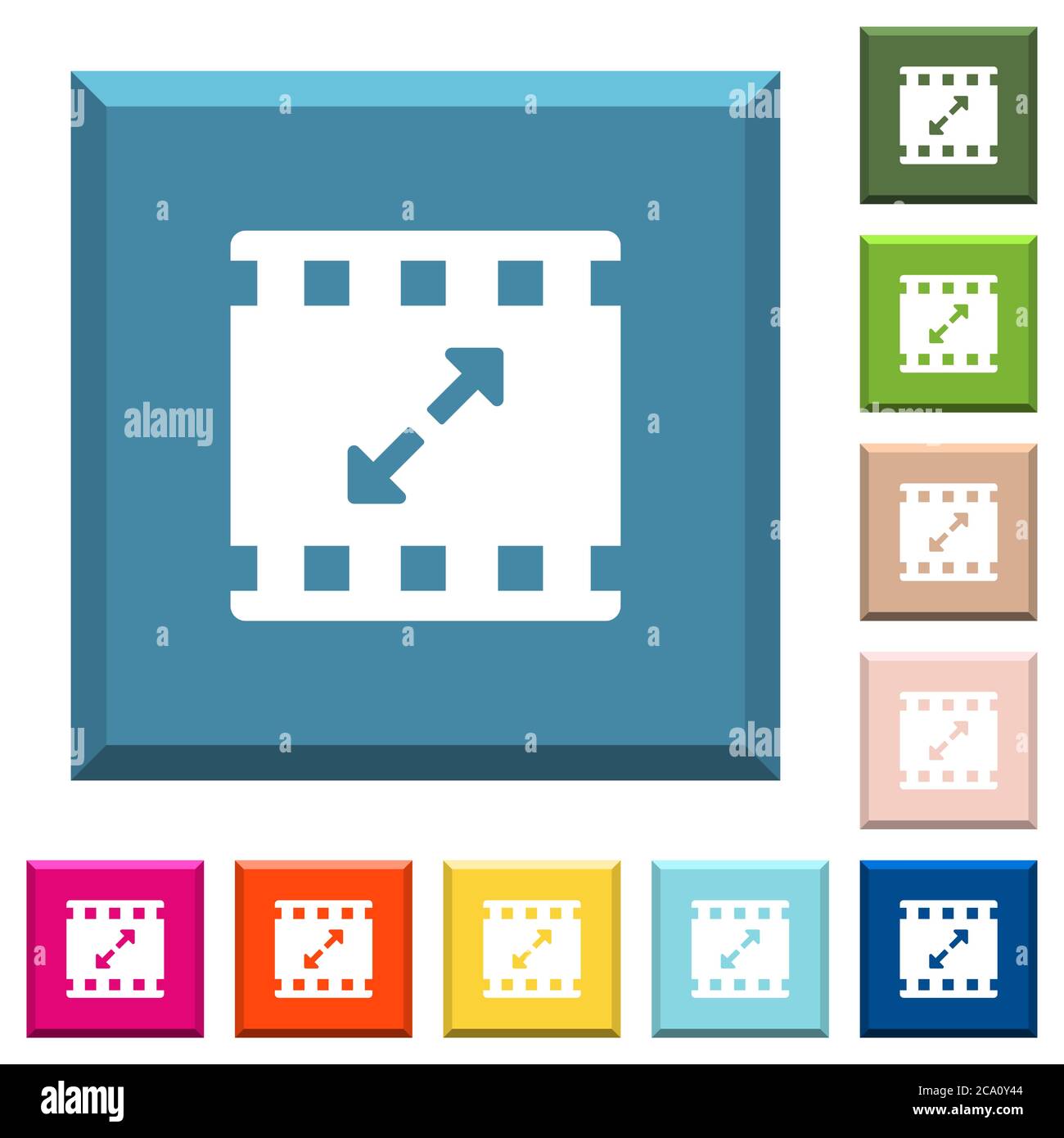 Movie resize large white icons on edged square buttons in various ...