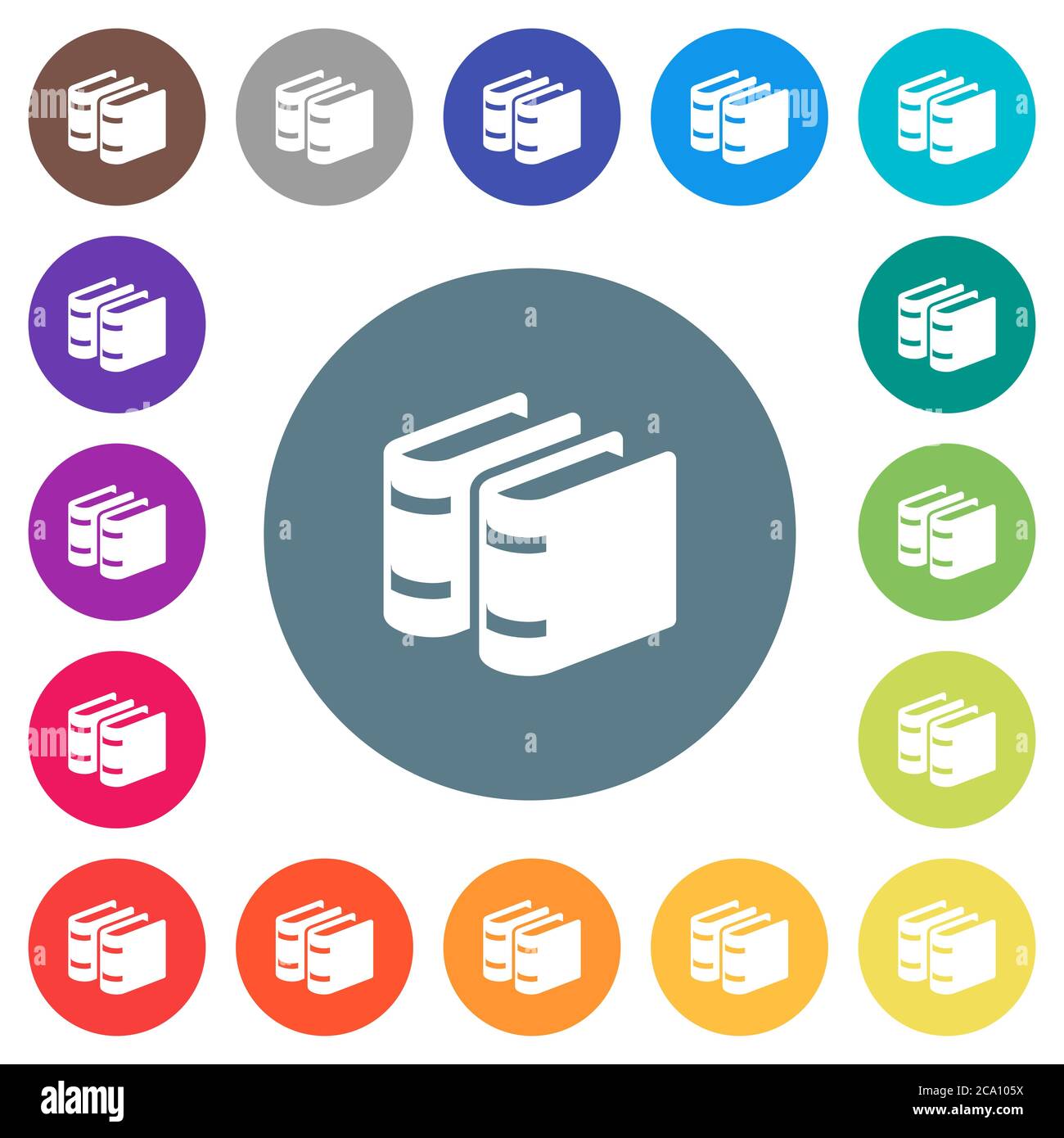 Two books flat white icons on round color backgrounds. 17 background ...