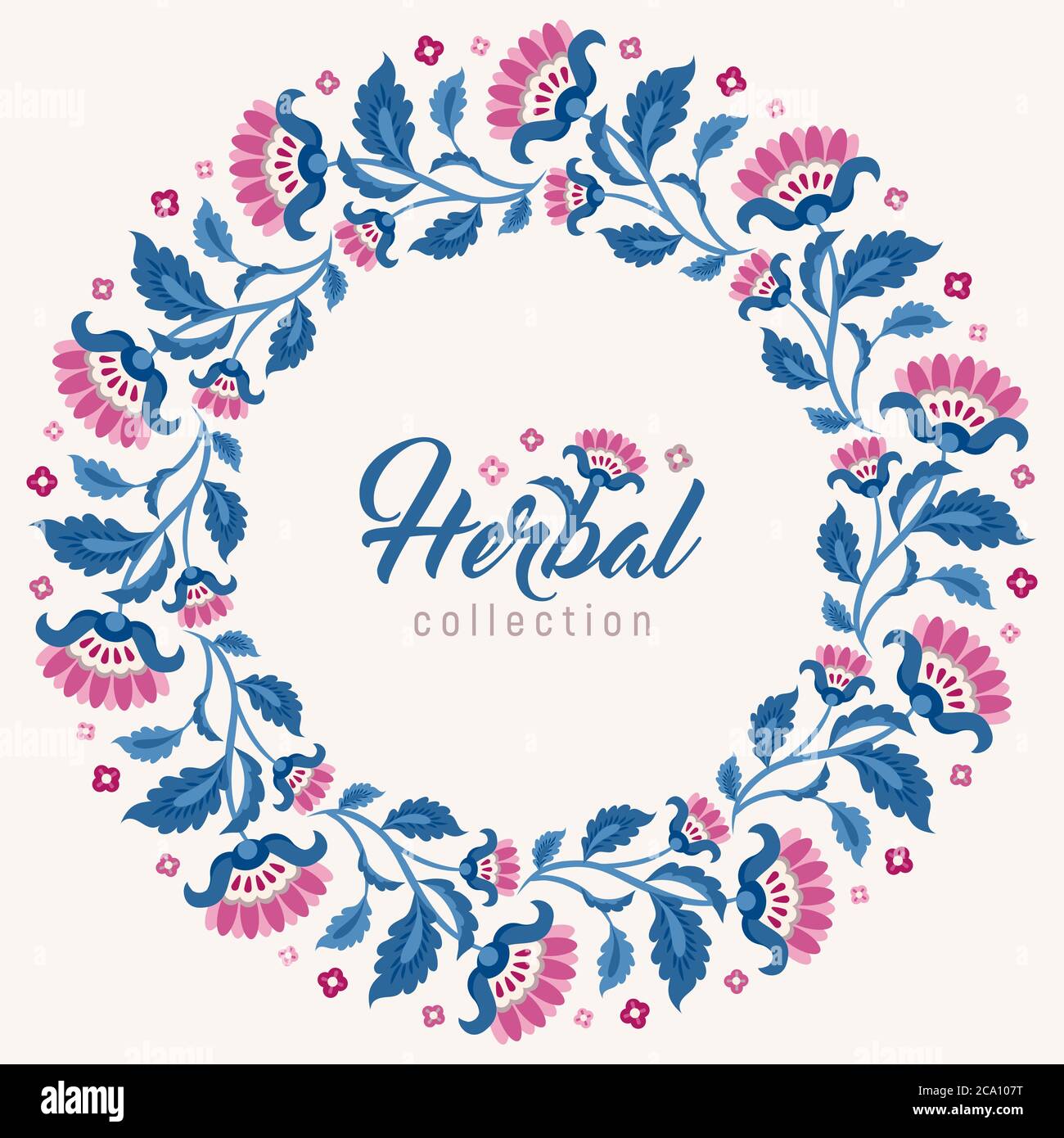 Jacobean style flowers, floral wreath frame for invitation template