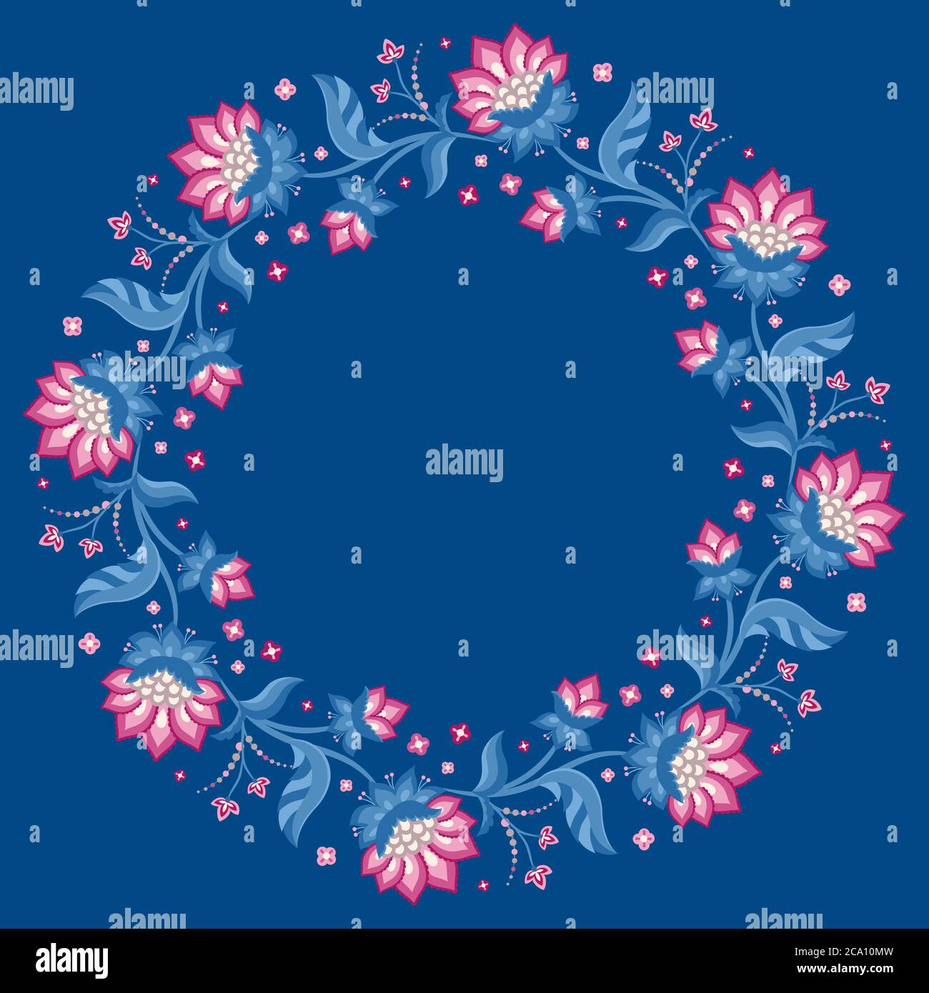 Jacobean style flowers, floral wreath frame for invitation template