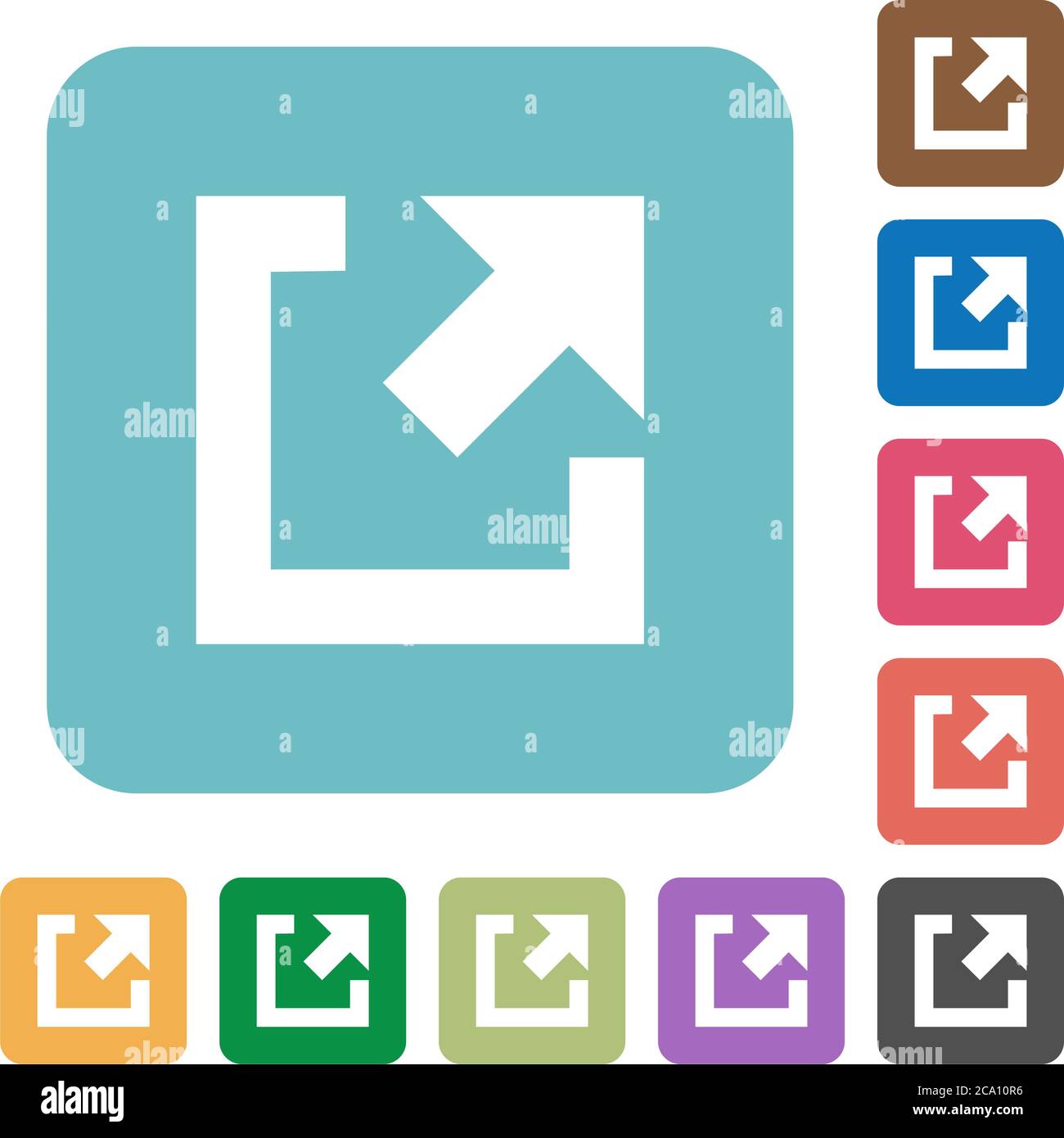 External link white flat icons on color rounded square backgrounds Stock Vector