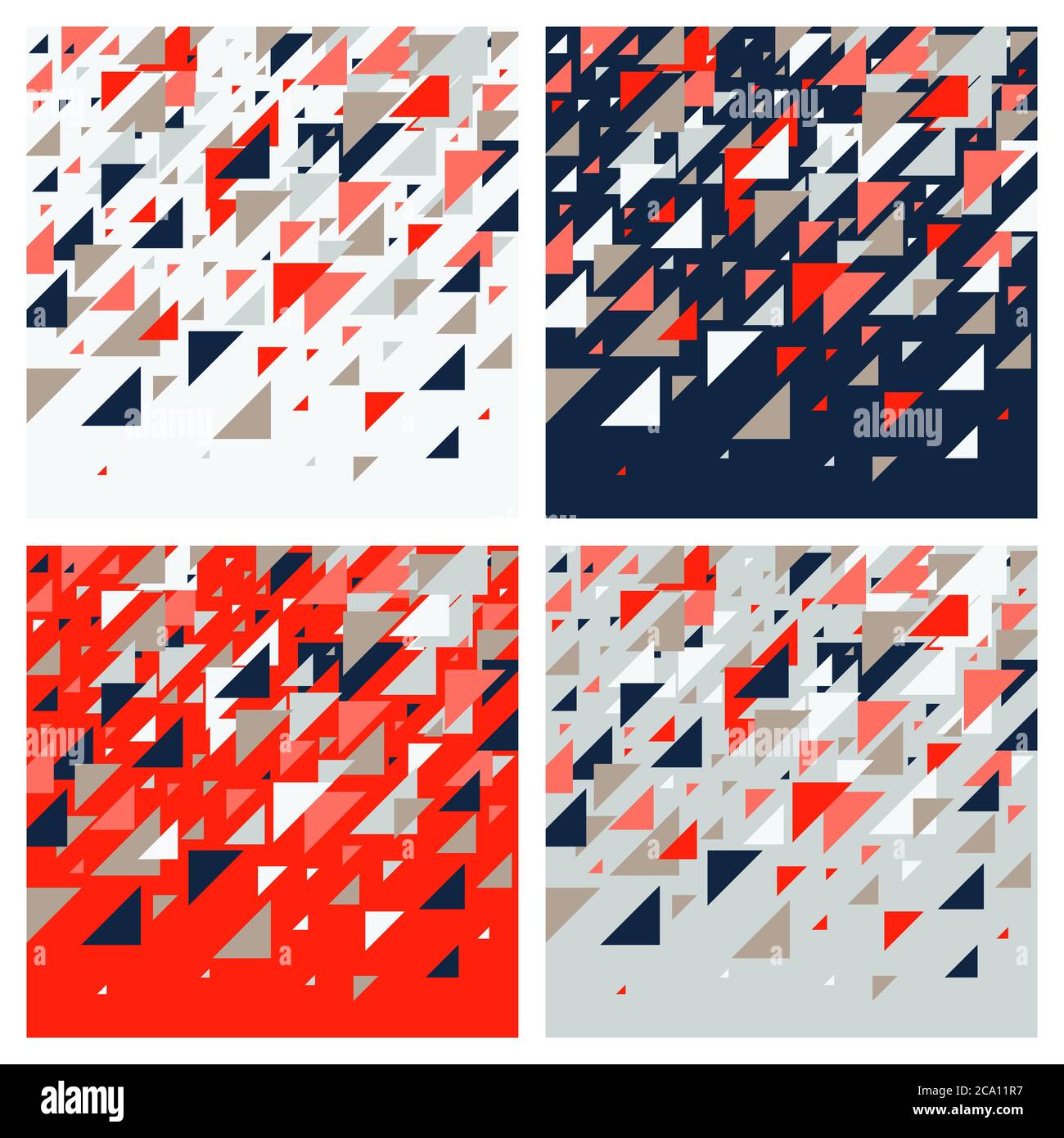 Set Of Four Abstract Geometric Background Multicolor Triangles Pattern Vector Illustration Red White Grey Navy Blue Colors Bold Vivid Colored Stock Vector Image Art Alamy
