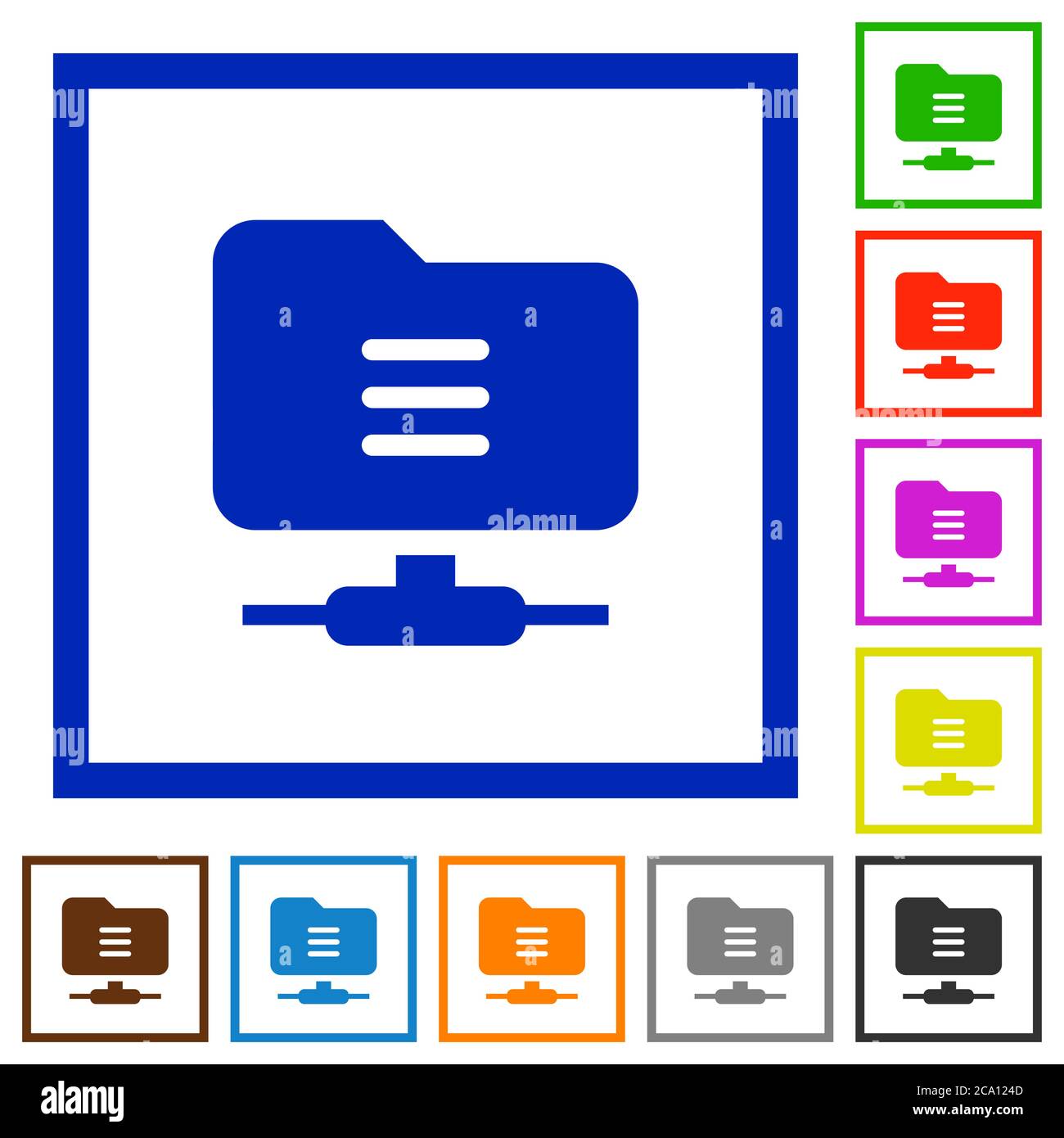 FTP options flat color icons in square frames on white background Stock Vector
