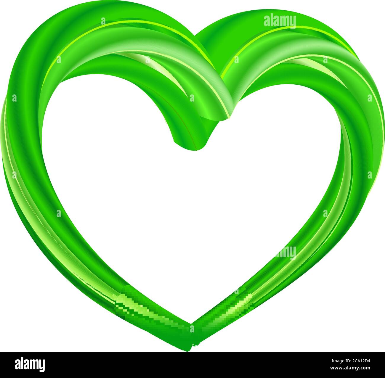 Realistic green heart - eco, bio, vegan, natural. Vector illustration of love for natural products background. Symbol of environment ecology. Isolated Stock Vector