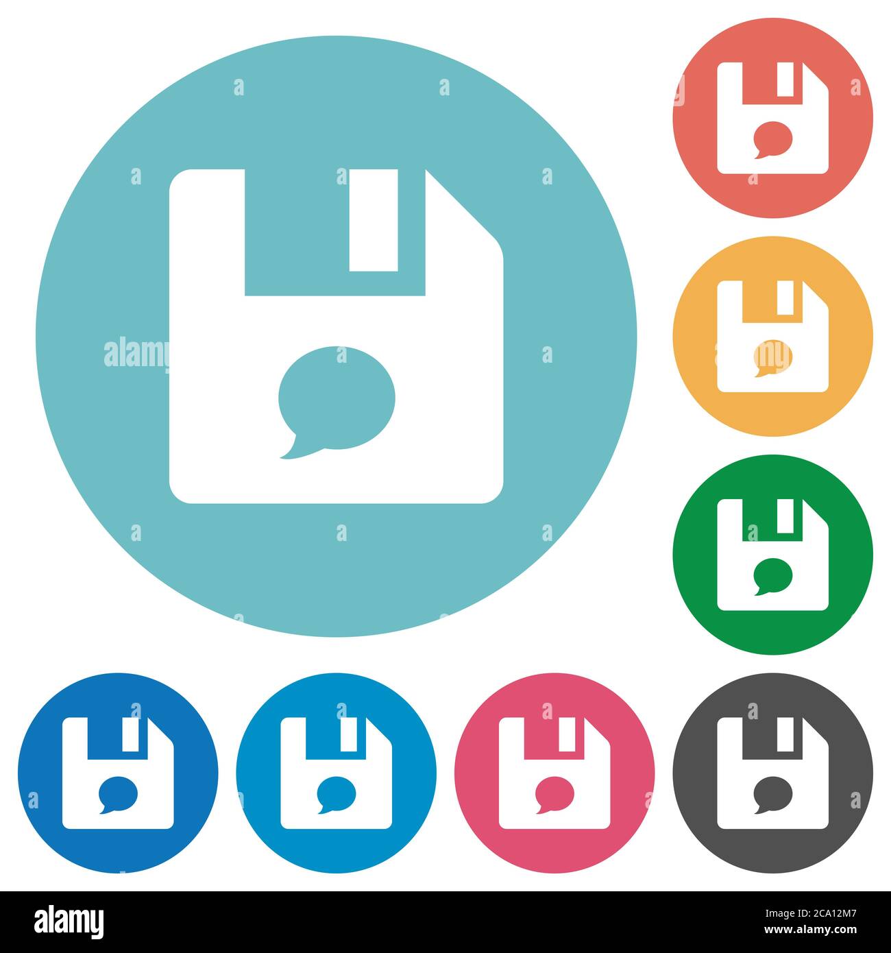 File comment flat white icons on round color backgrounds Stock Vector