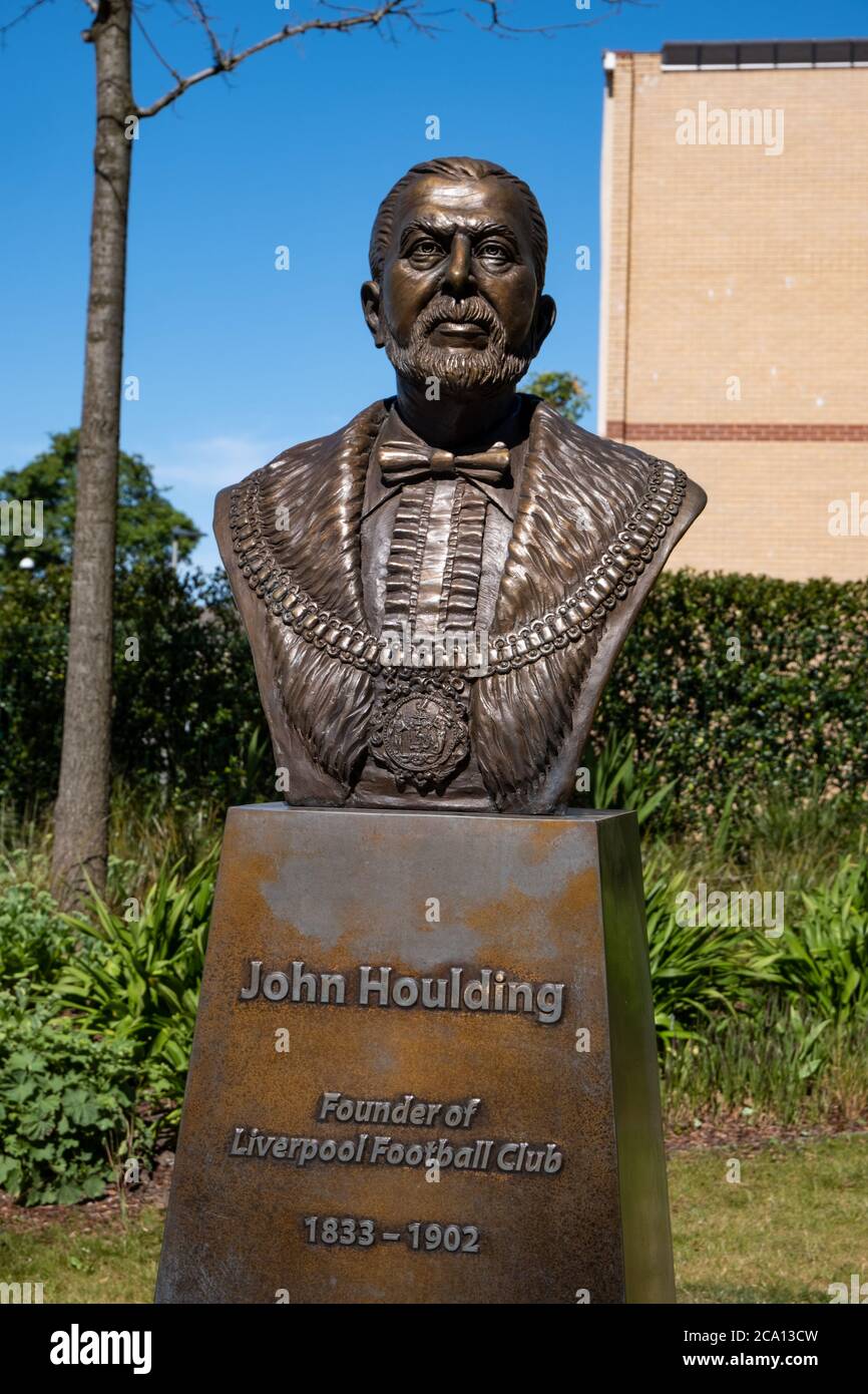 Statue or bust of Liverpool Football Club Founder John Houlding Anfield Liverpool May 2020 Stock