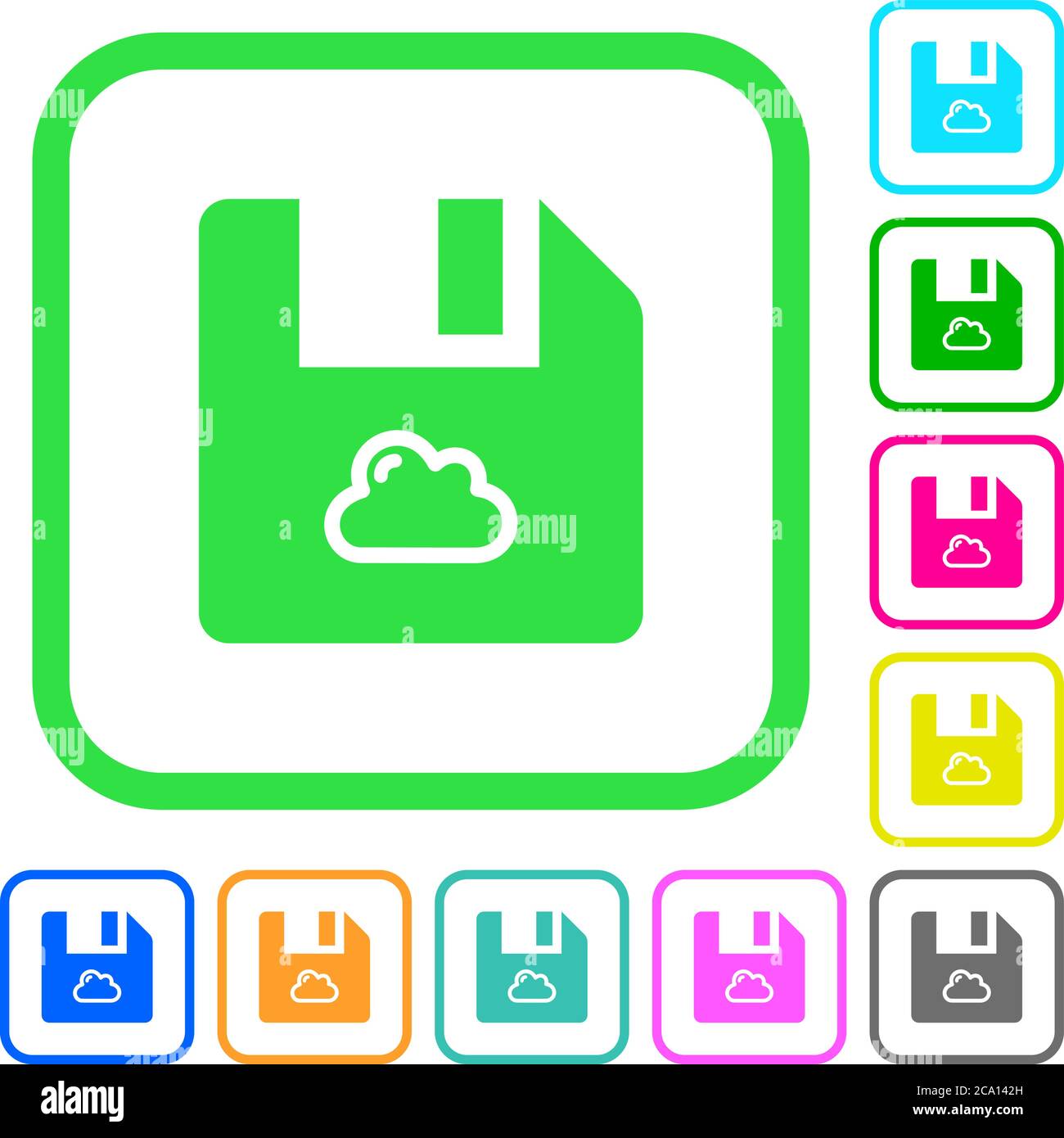 Cloud file vivid colored flat icons in curved borders on white ...