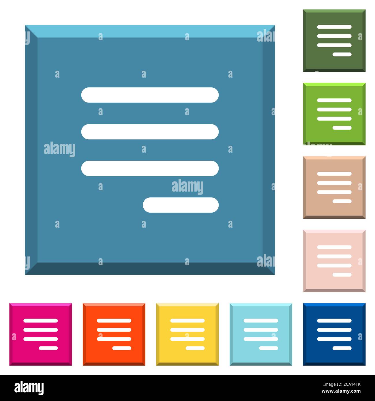 Text align justify last row right white icons on edged square buttons ...