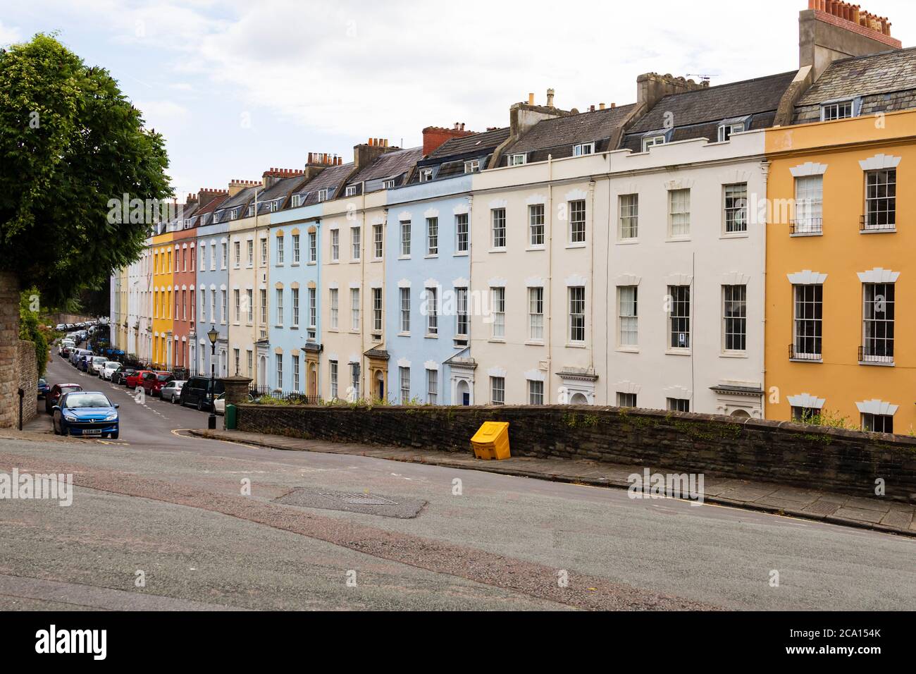 Colourful houses on Cornwallis Crescent, Clifton, Bristol, England. July 2020 Stock Photo