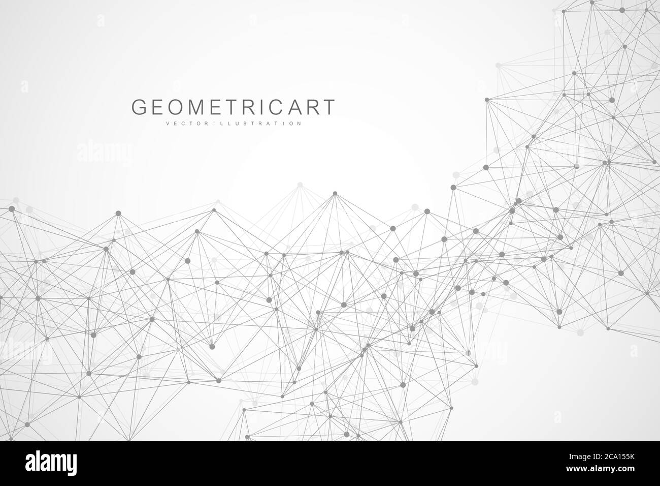 Geometric abstract background with connected line and dots. Structure molecule and communication. Big Data Visualization. Medical, technology, science Stock Vector