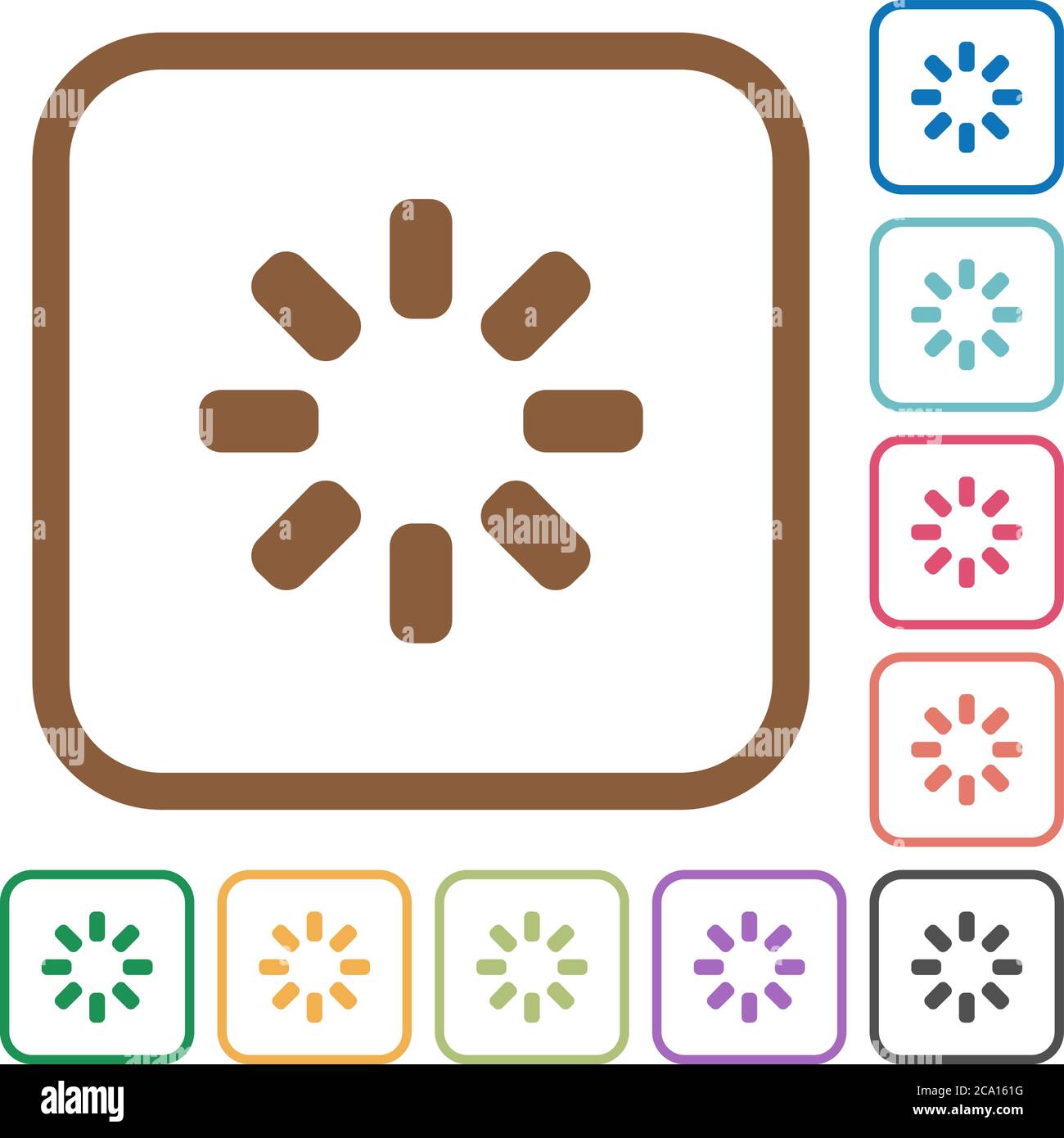 Loader symbol simple icons in color rounded square frames on white ...