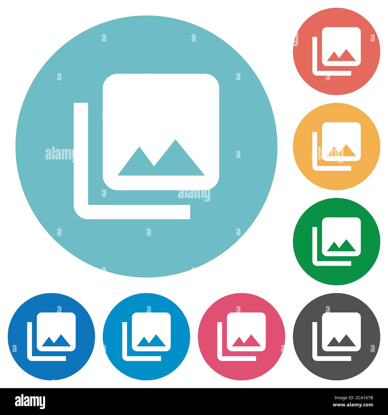 Photo library flat white icons on round color backgrounds Stock Vector ...