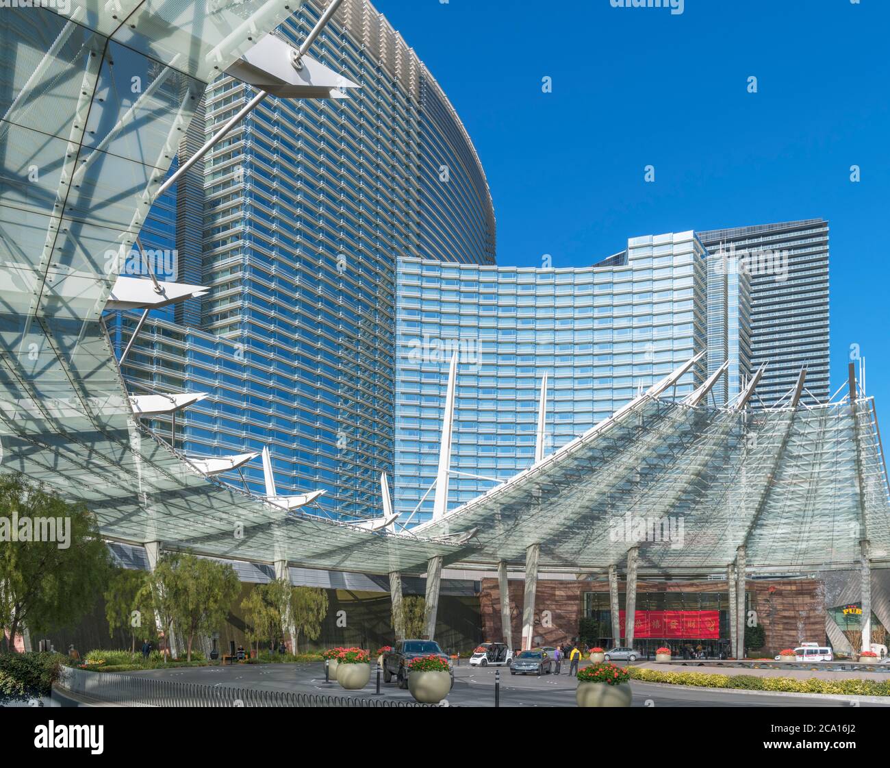 Entrance to the Aria Hotel and Casino, Las Vegas, Nevada, USA Stock Photo