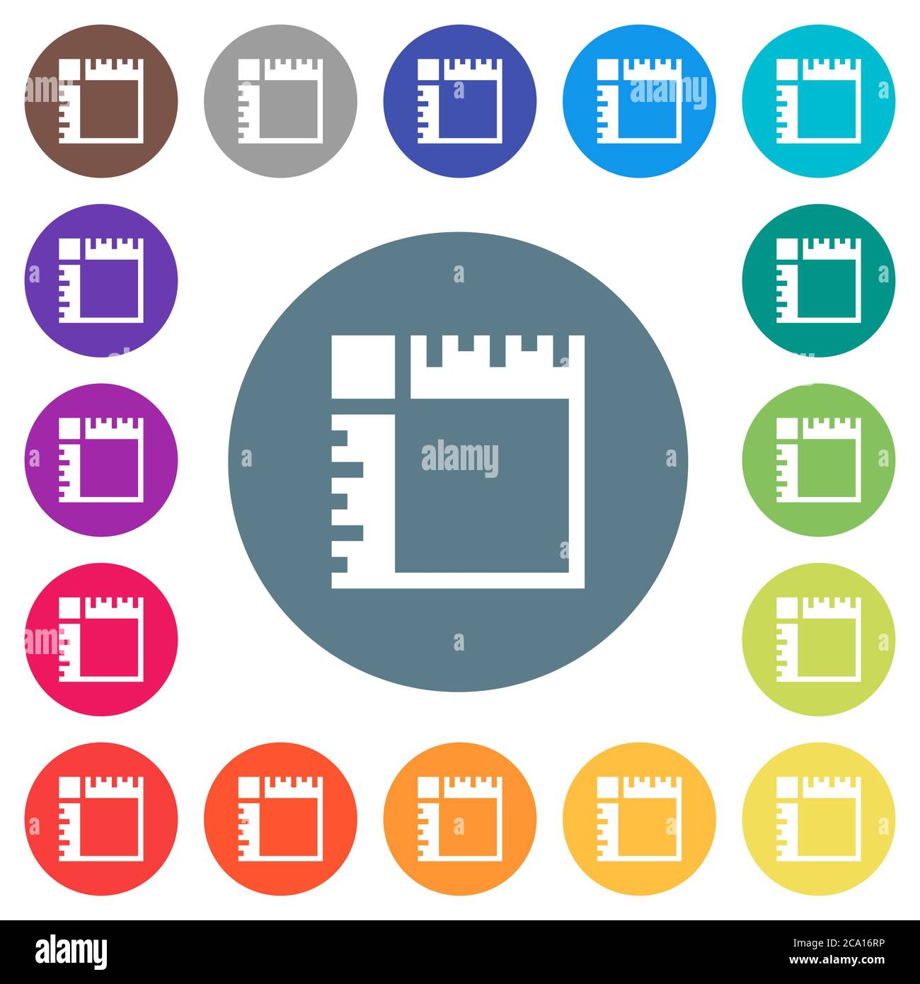 Canvas rulers flat white icons on round color backgrounds. 17 ...