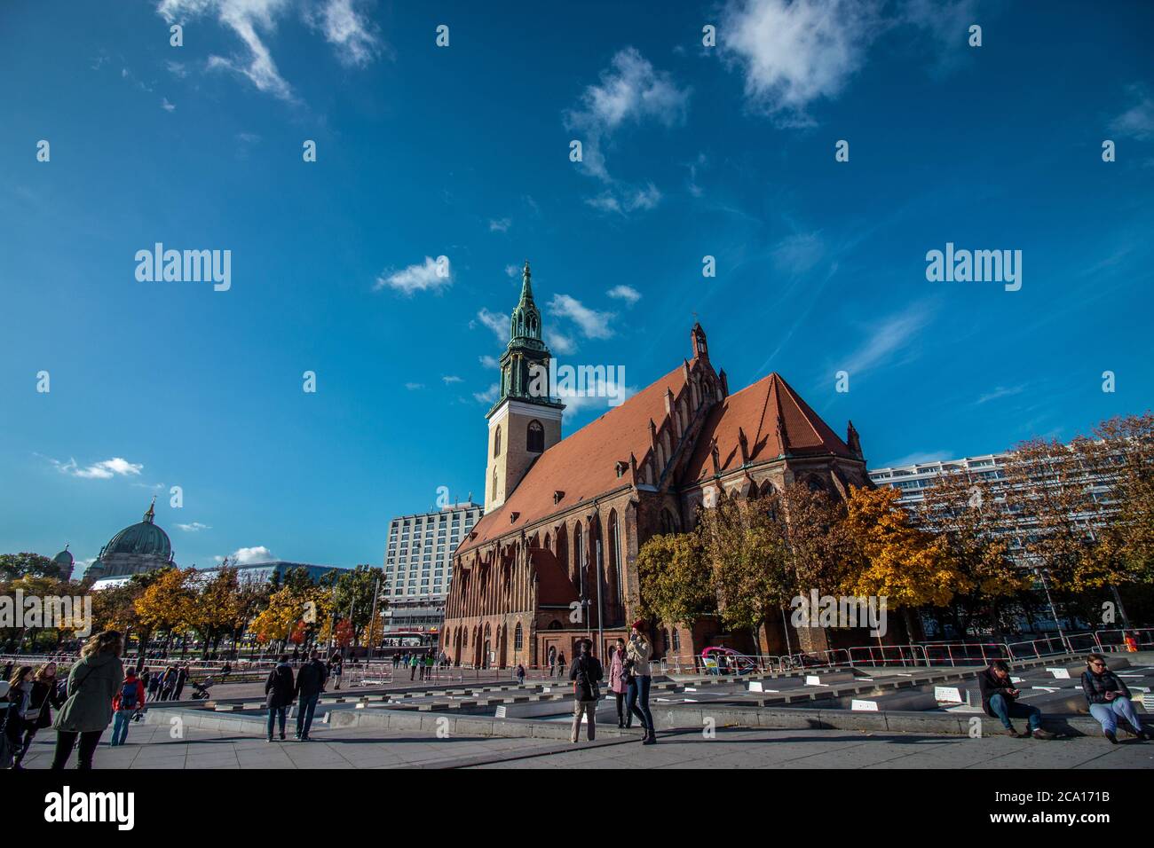 St. Mary's Church or Marienkirche in German near Alexanderplatz in central Berlin, Germany. Stock Photo