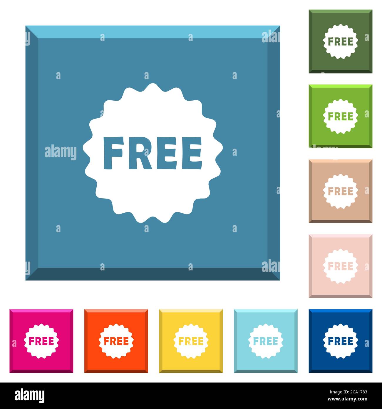 Free sticker white icons on edged square buttons in various trendy ...