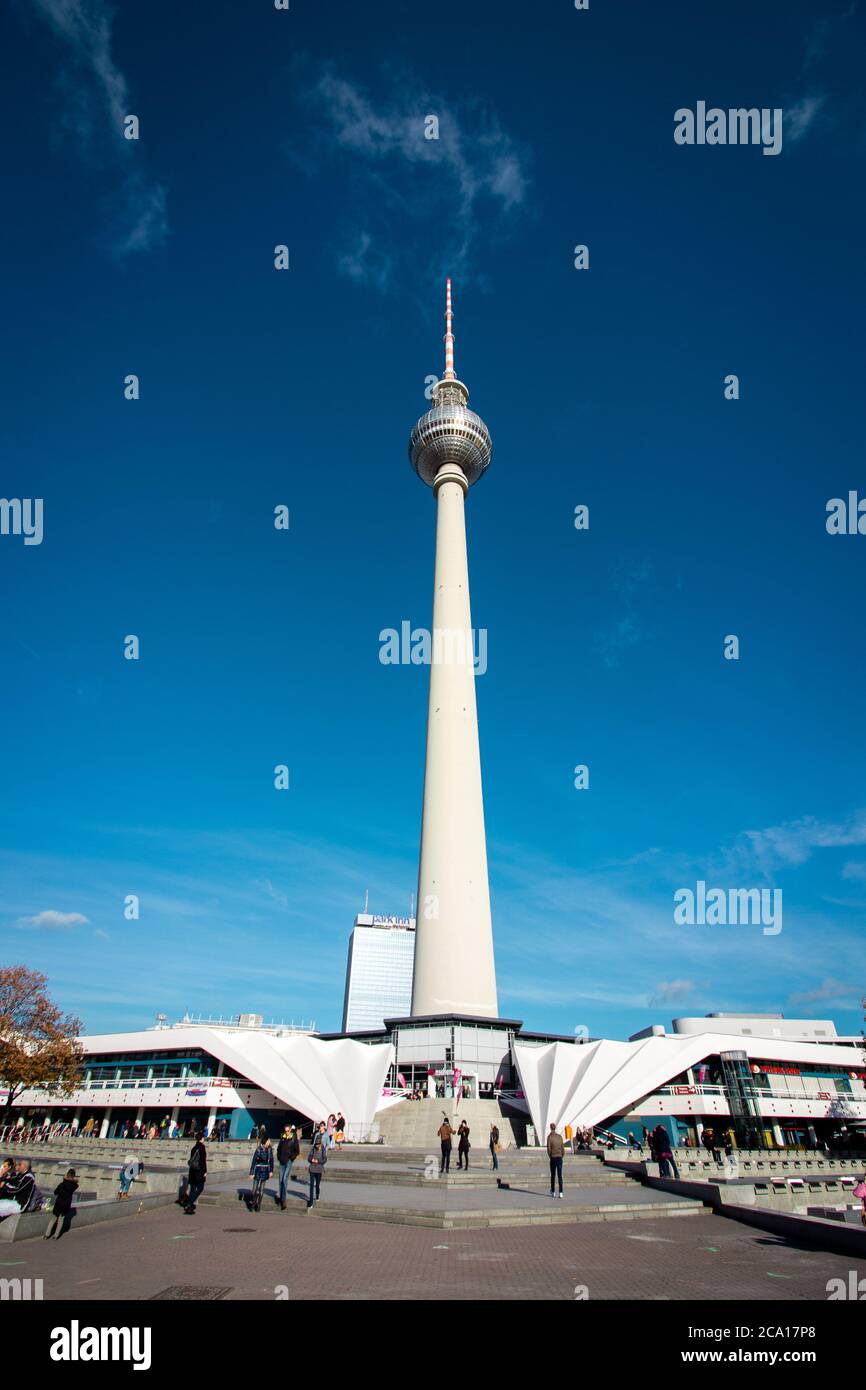 The famous TV tower in Berlin, Germany. Stock Photo
