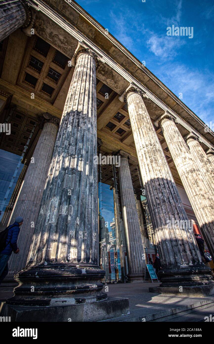 Columns in the facade of Altes Museum in Berlin, Germany. Stock Photo