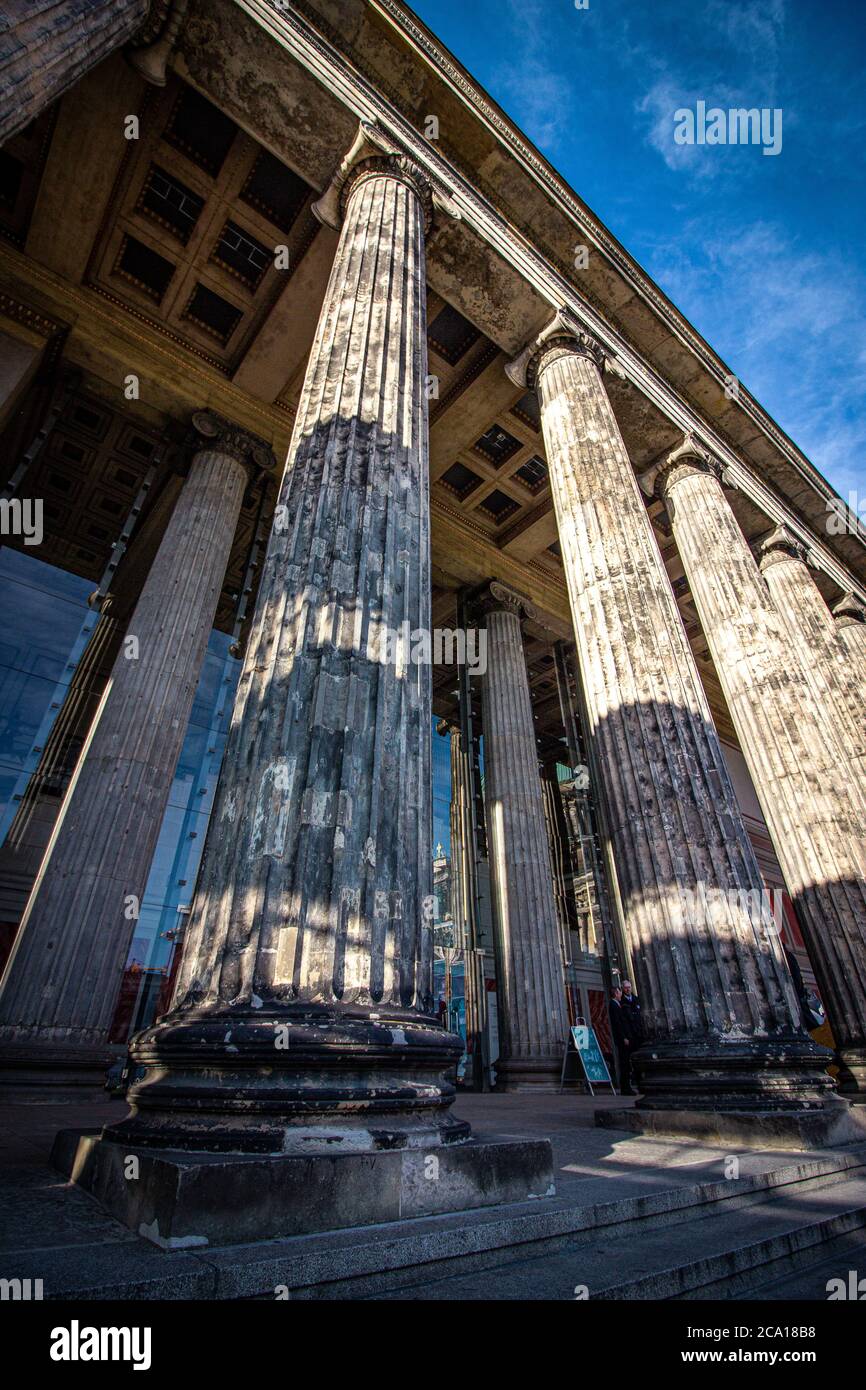 Columns in the facade of Altes Museum in Berlin, Germany. Stock Photo