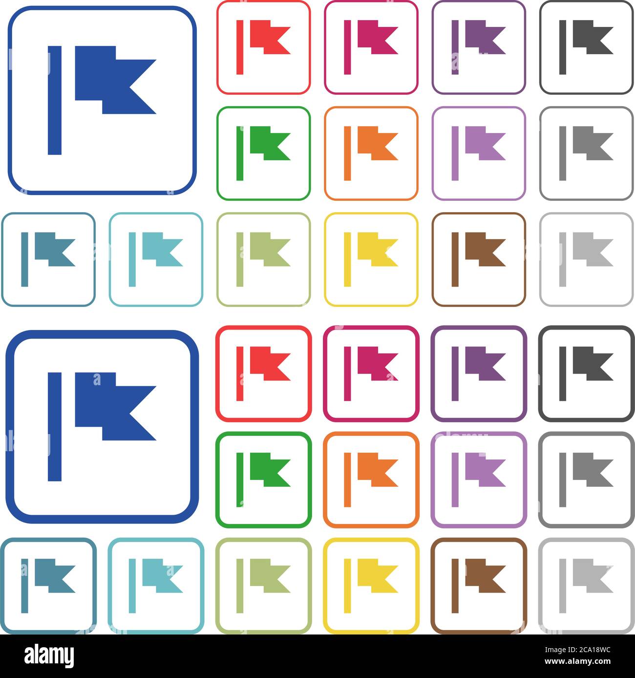 Flag color flat icons in rounded square frames. Thin and thick versions ...