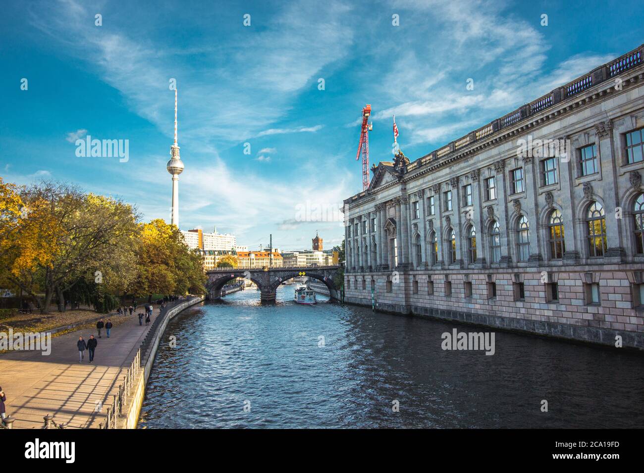 Beautiful riverside view on the Bode museum in Berlin city. Stock Photo