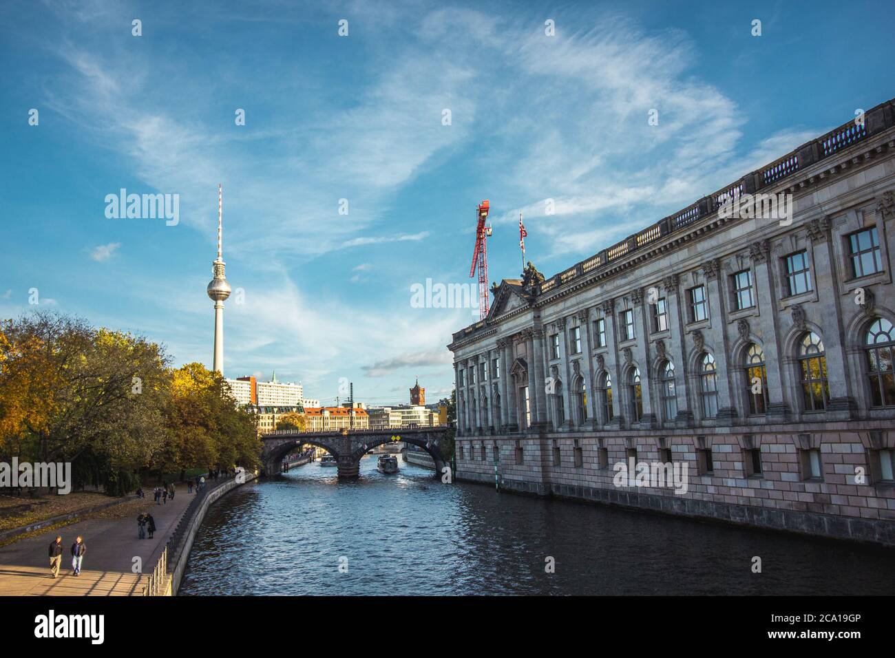 Beautiful riverside view on the Bode museum in Berlin city. Stock Photo