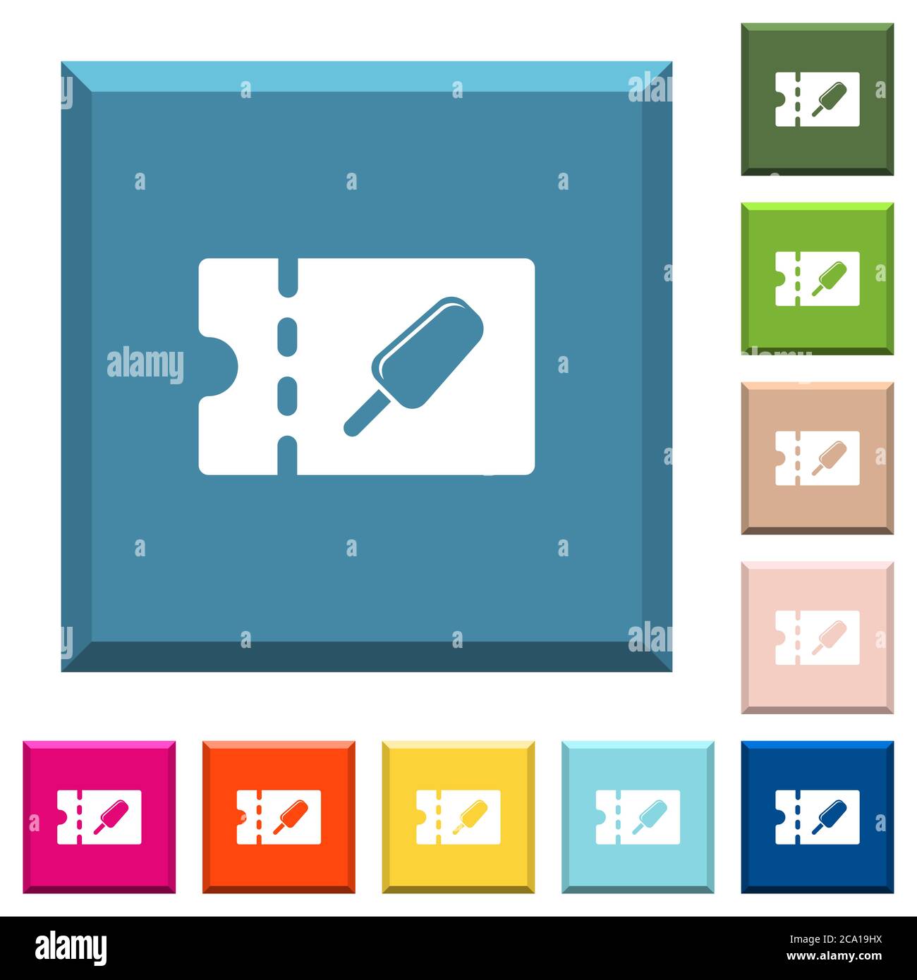 Ice lolly discount coupon white icons on edged square buttons in ...