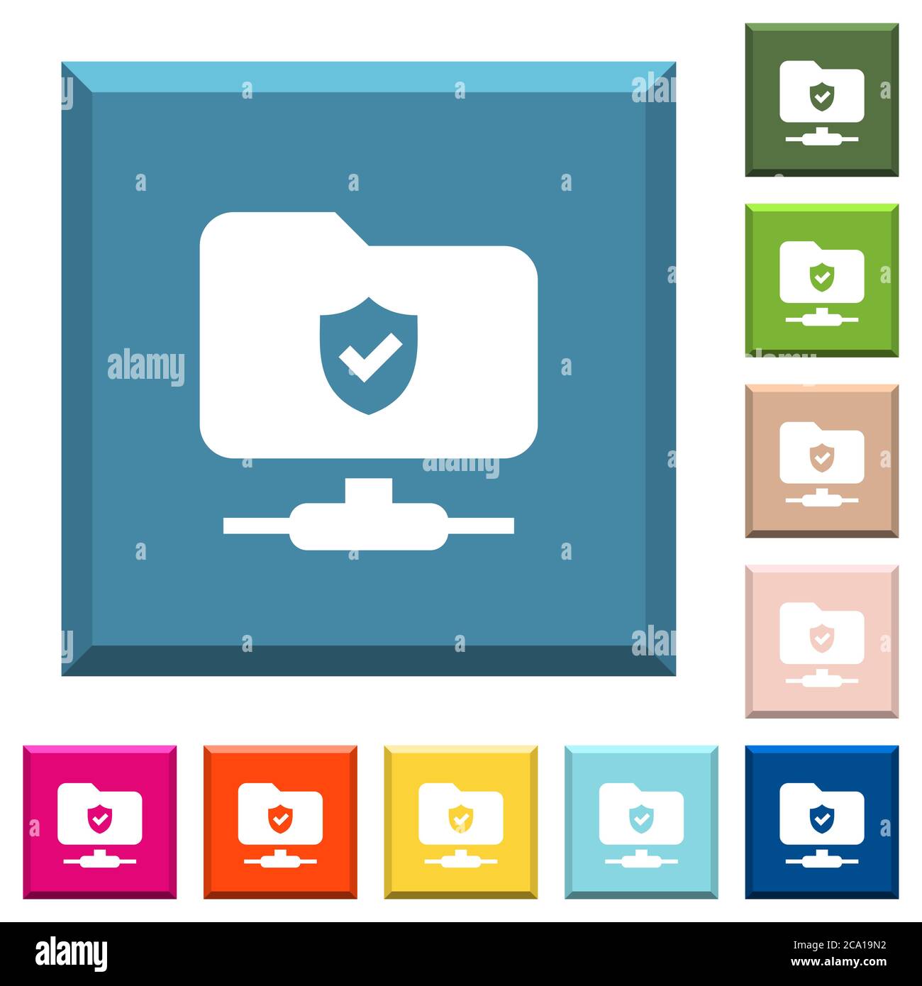 Protected FTP white icons on edged square buttons in various trendy ...