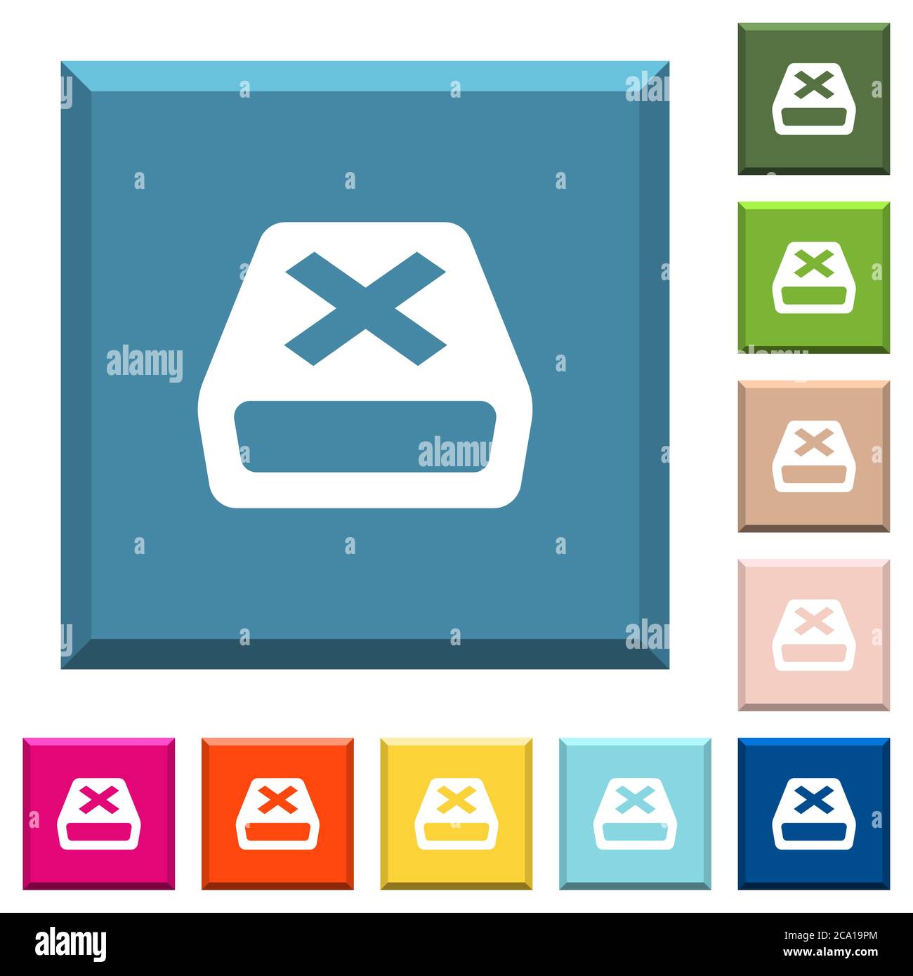 Uninstall white icons on edged square buttons in various trendy colors ...
