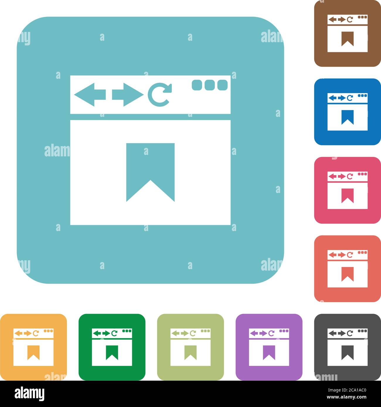 Browser bookmark white flat icons on color rounded square backgrounds Stock Vector