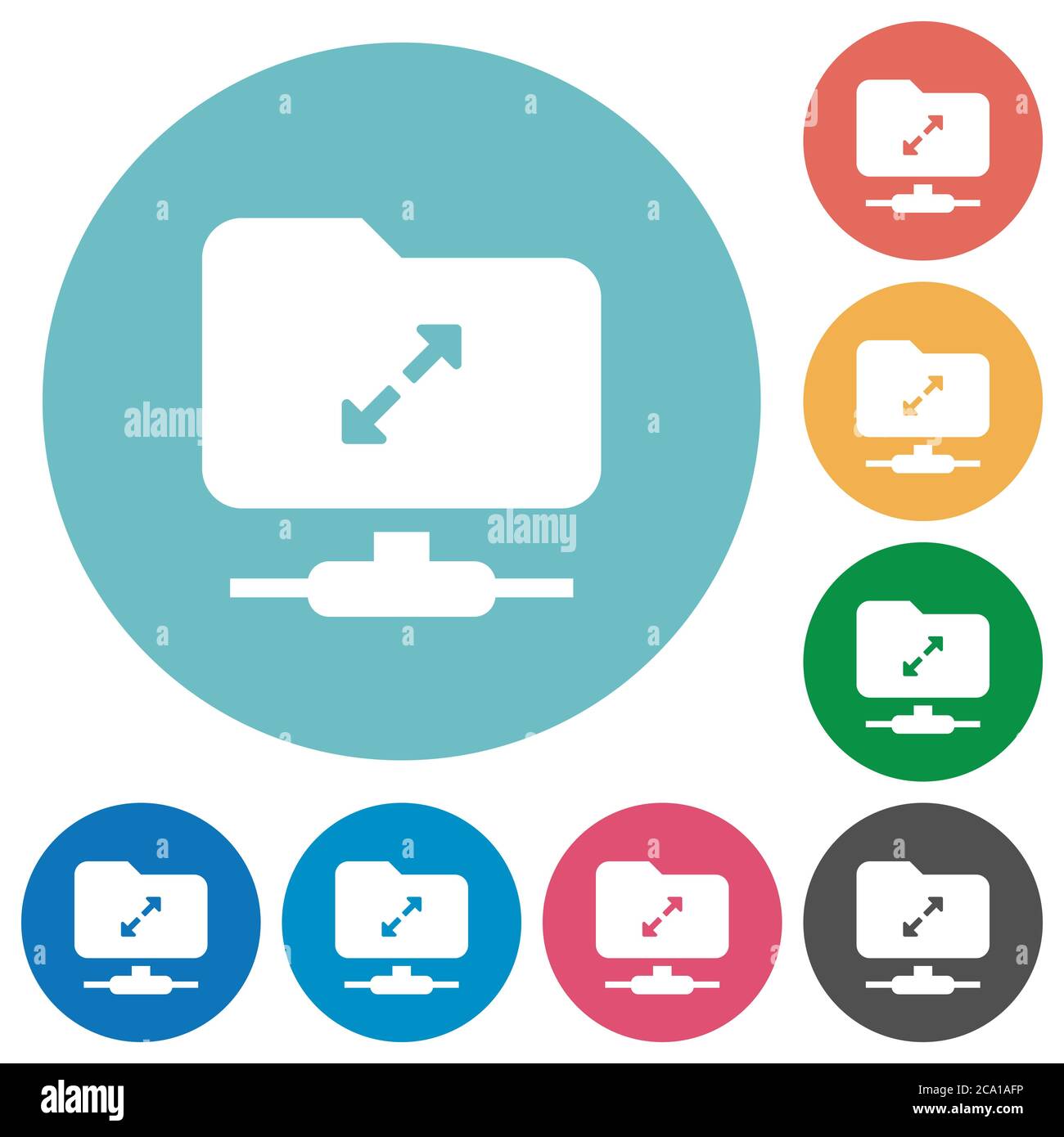 FTP uncompress flat white icons on round color backgrounds Stock Vector ...