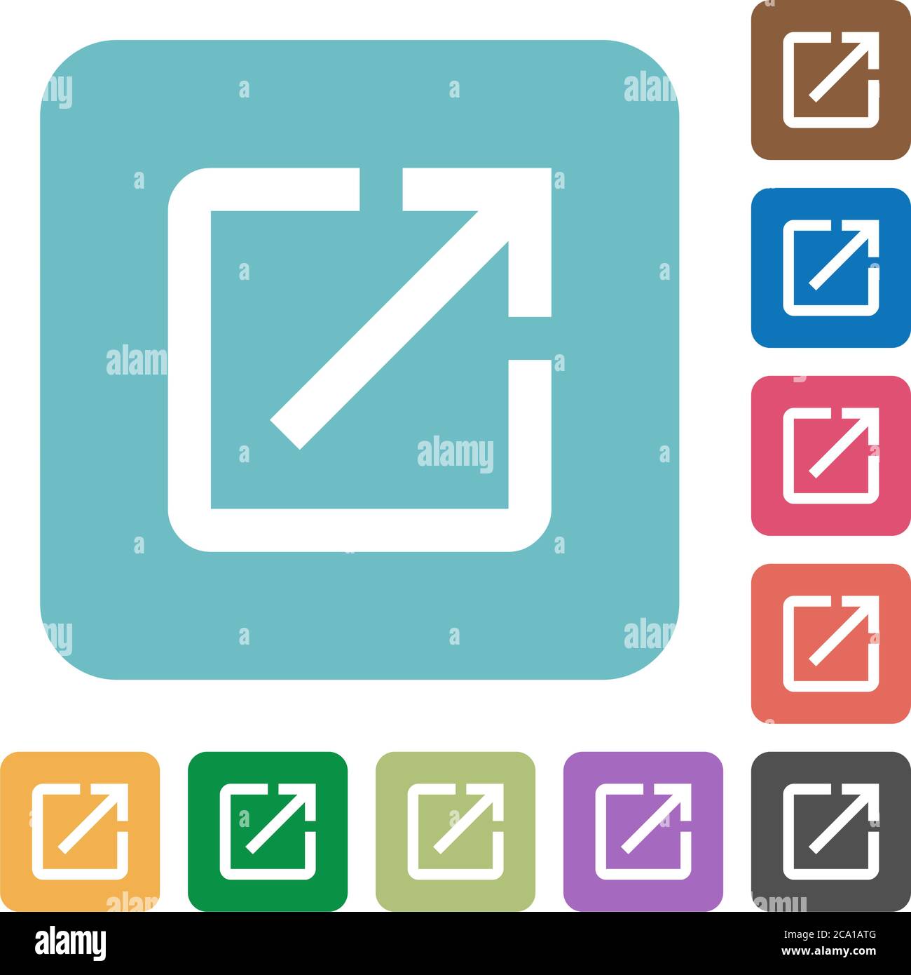 Launch application white flat icons on color rounded square backgrounds Stock Vector