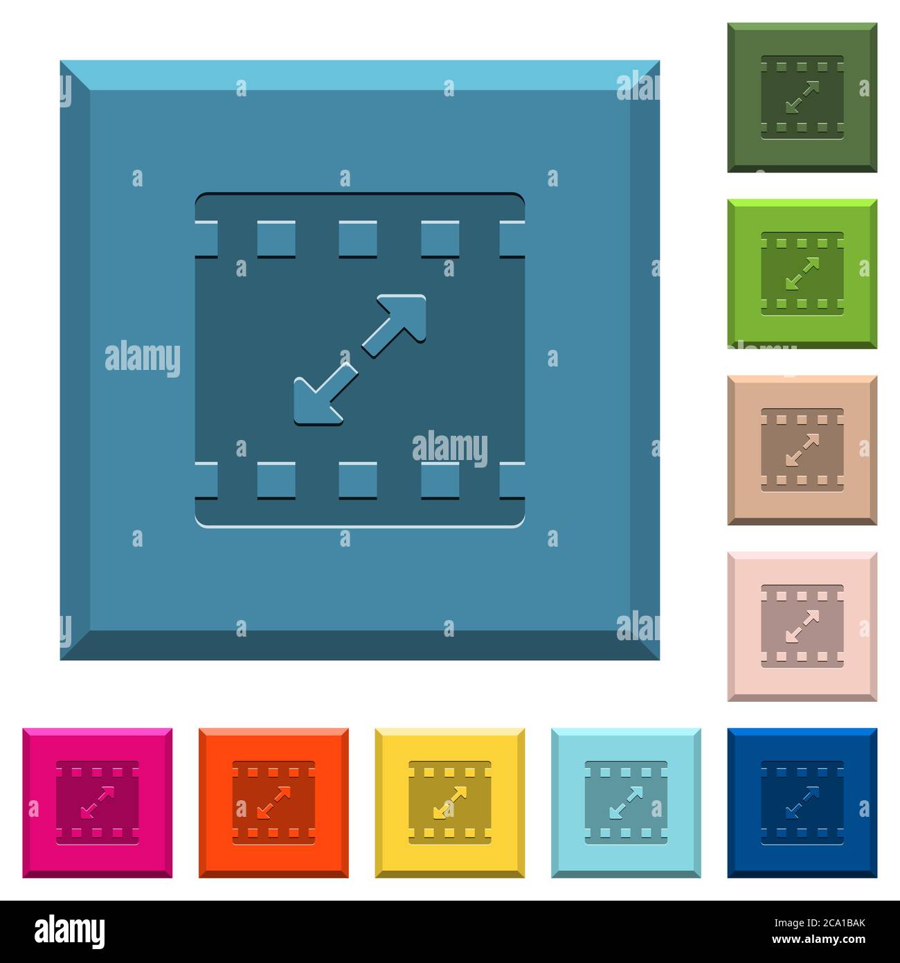 Movie resize large engraved icons on edged square buttons in various ...