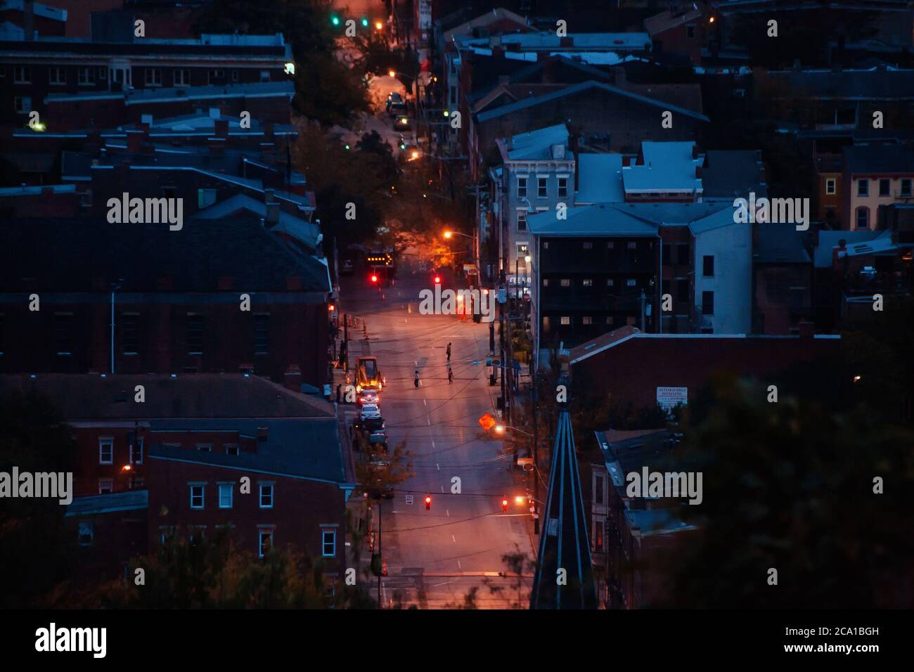 Dangerous Night Streets in the Midwest Rust Belt Stock Photo