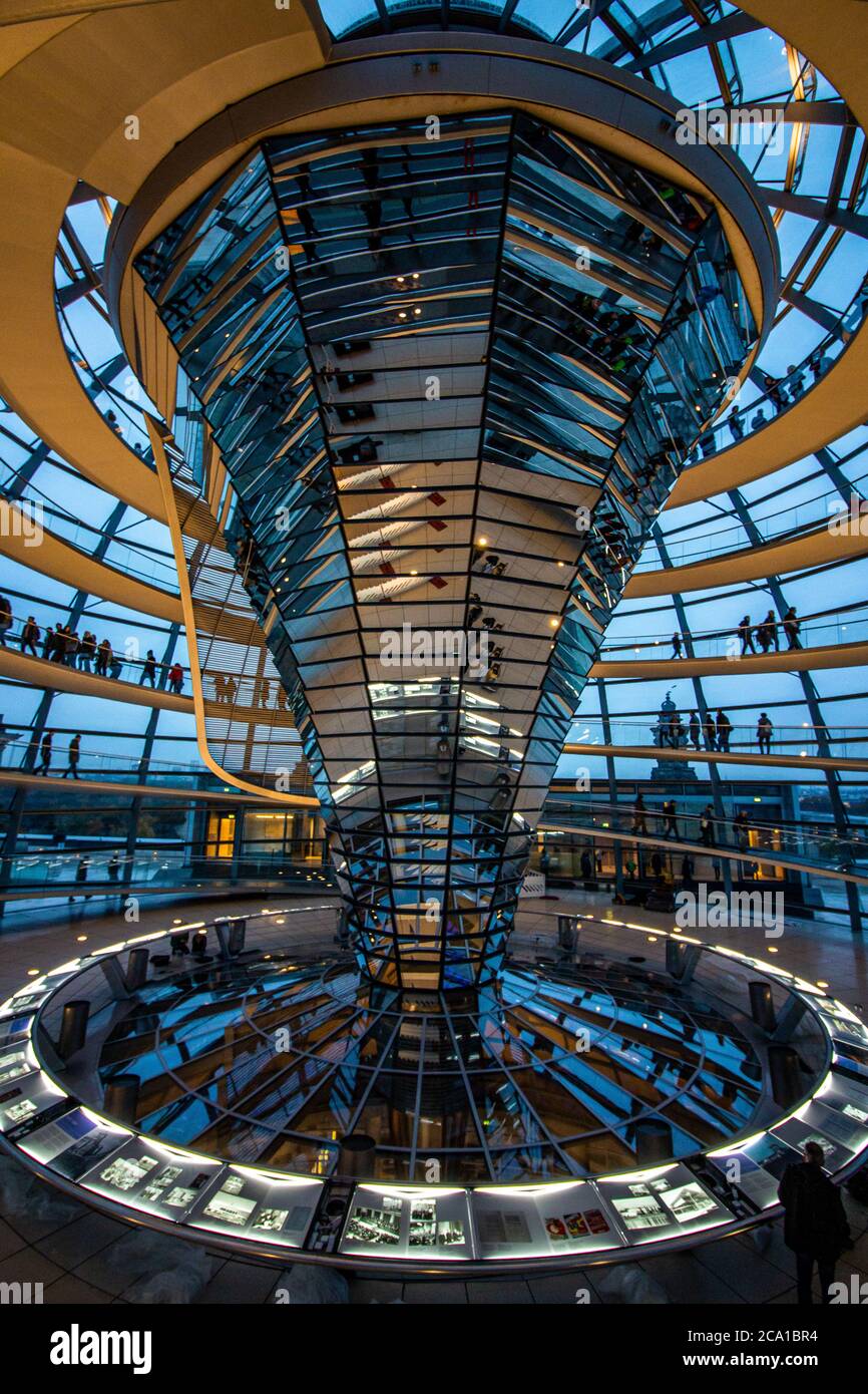 Interior view of the Cupola on top of the Reichstag building in Berlin, Germany. Stock Photo