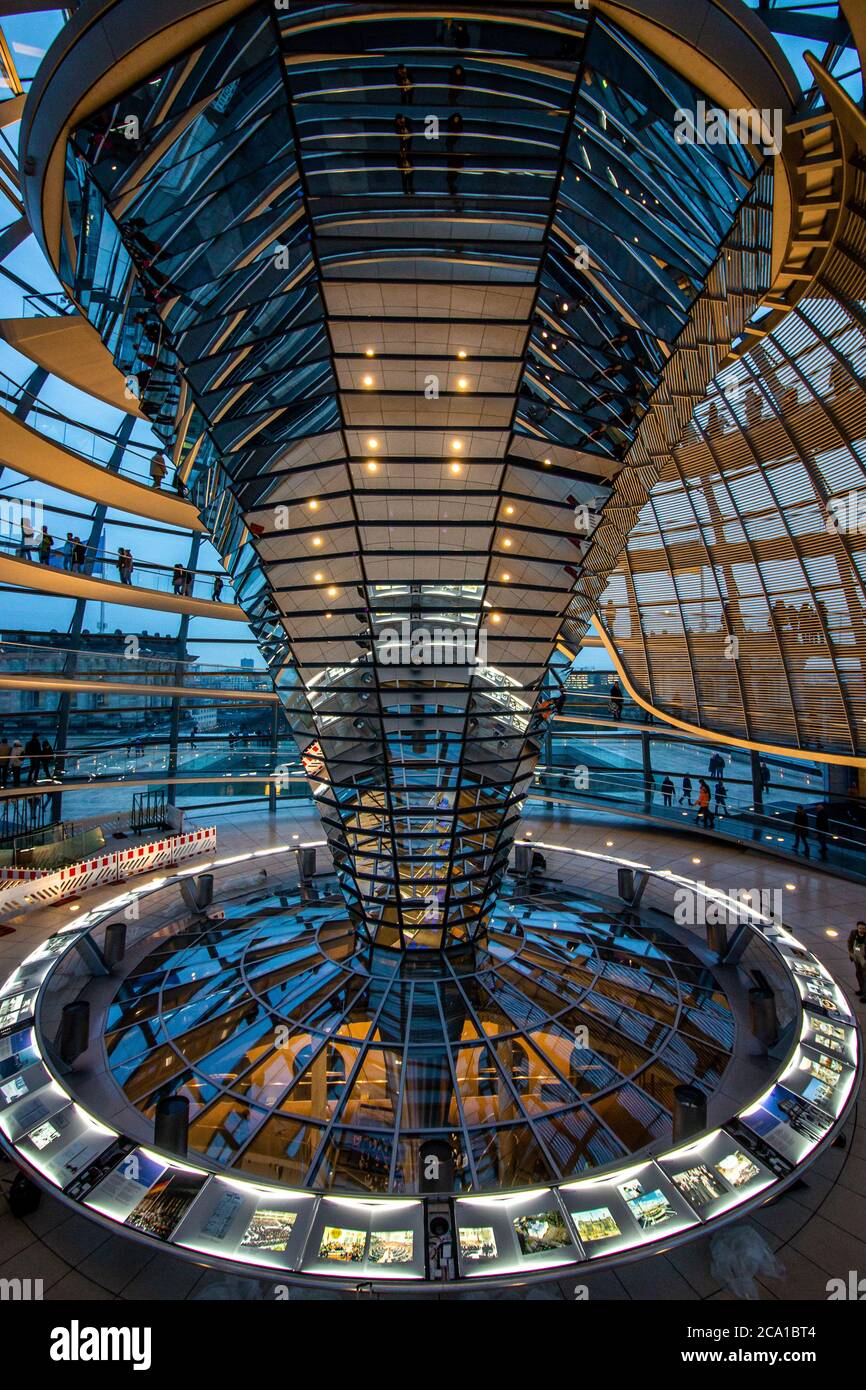 Interior view of the Cupola on top of the Reichstag building in Berlin, Germany. Stock Photo