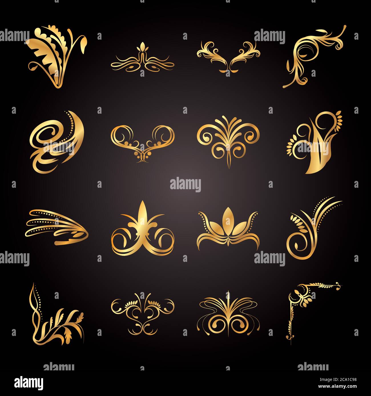 set of elegant floral ornaments gold vector illustration design Stock ...