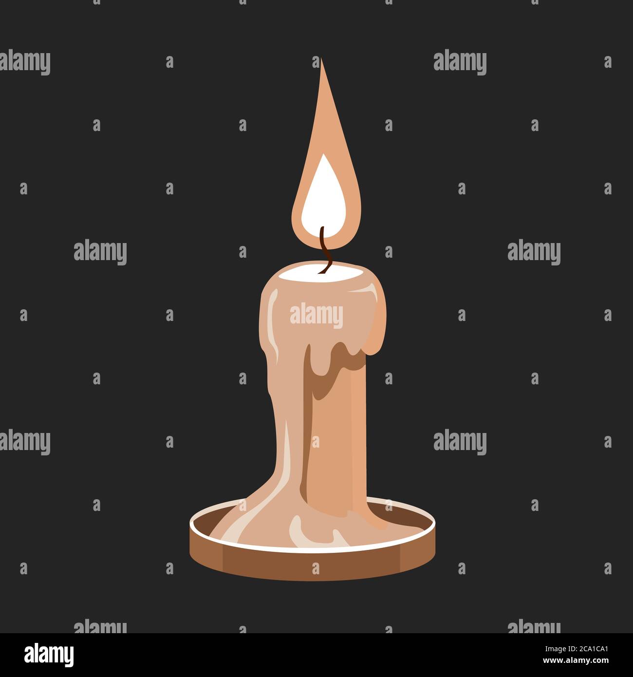 Burning candle in the dark. Stock Vector