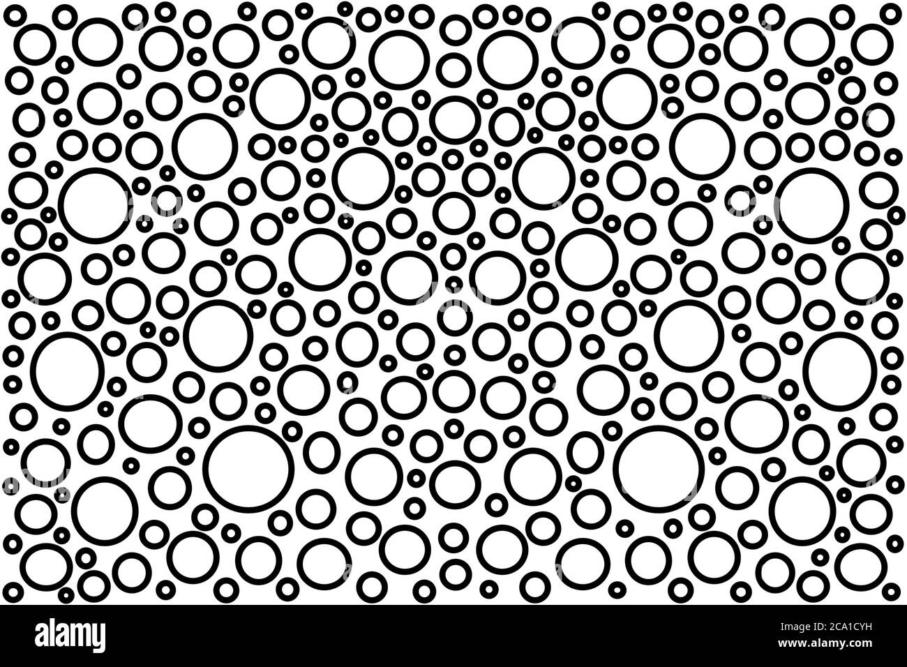 Black white circles on white background for packaging, fabric, wallpaper, textile material and print element, textile printing pattern Stock Photo