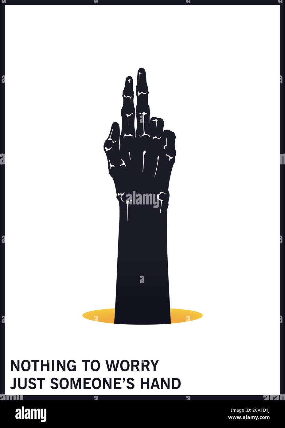 Gesture of two fingers up. Black and white minimal illustration. Vector design elements Stock